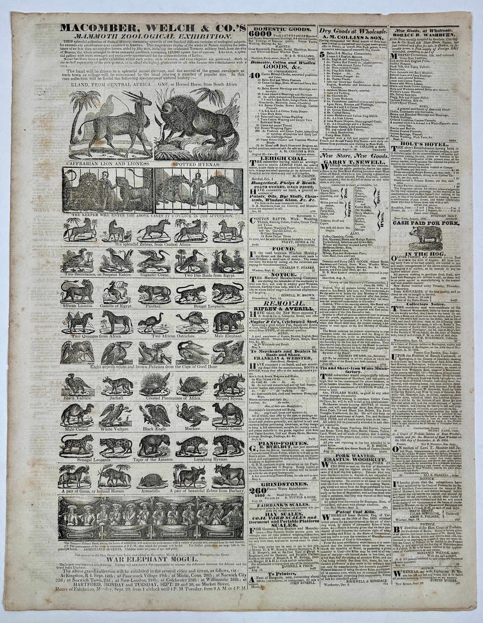 EARLY AMERICAN CIRCUS ADVERTISING - WELCH (1 of 2)