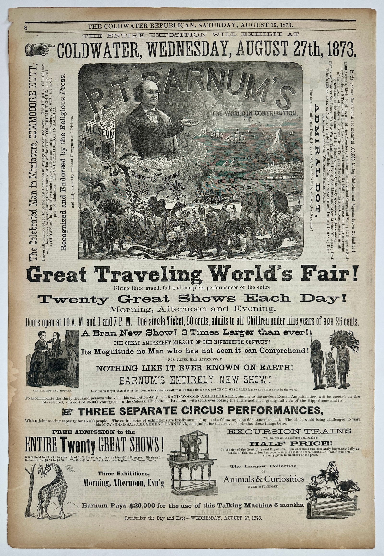 EARLY AMERICAN CIRCUS ADVERTISING - BARNUM (1 of 2)