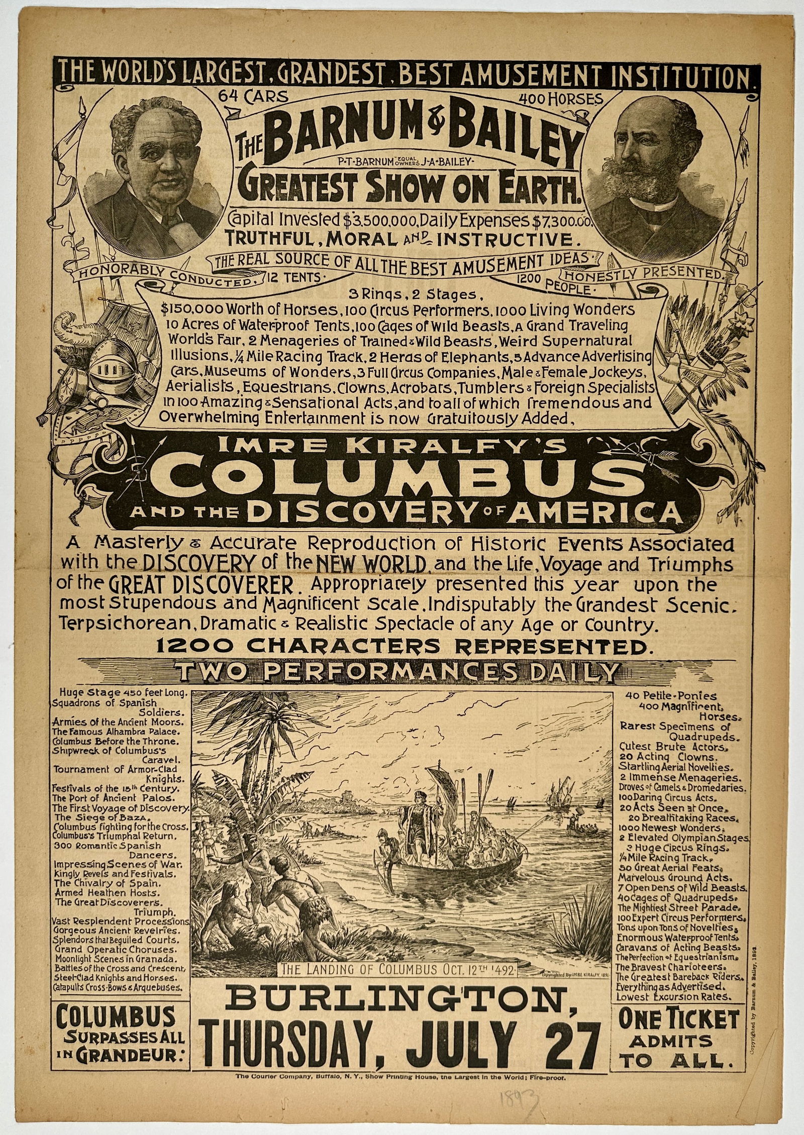 BARNUM & BAILEY GREATEST SHOW ON EARTH COURIER (1 of 3)