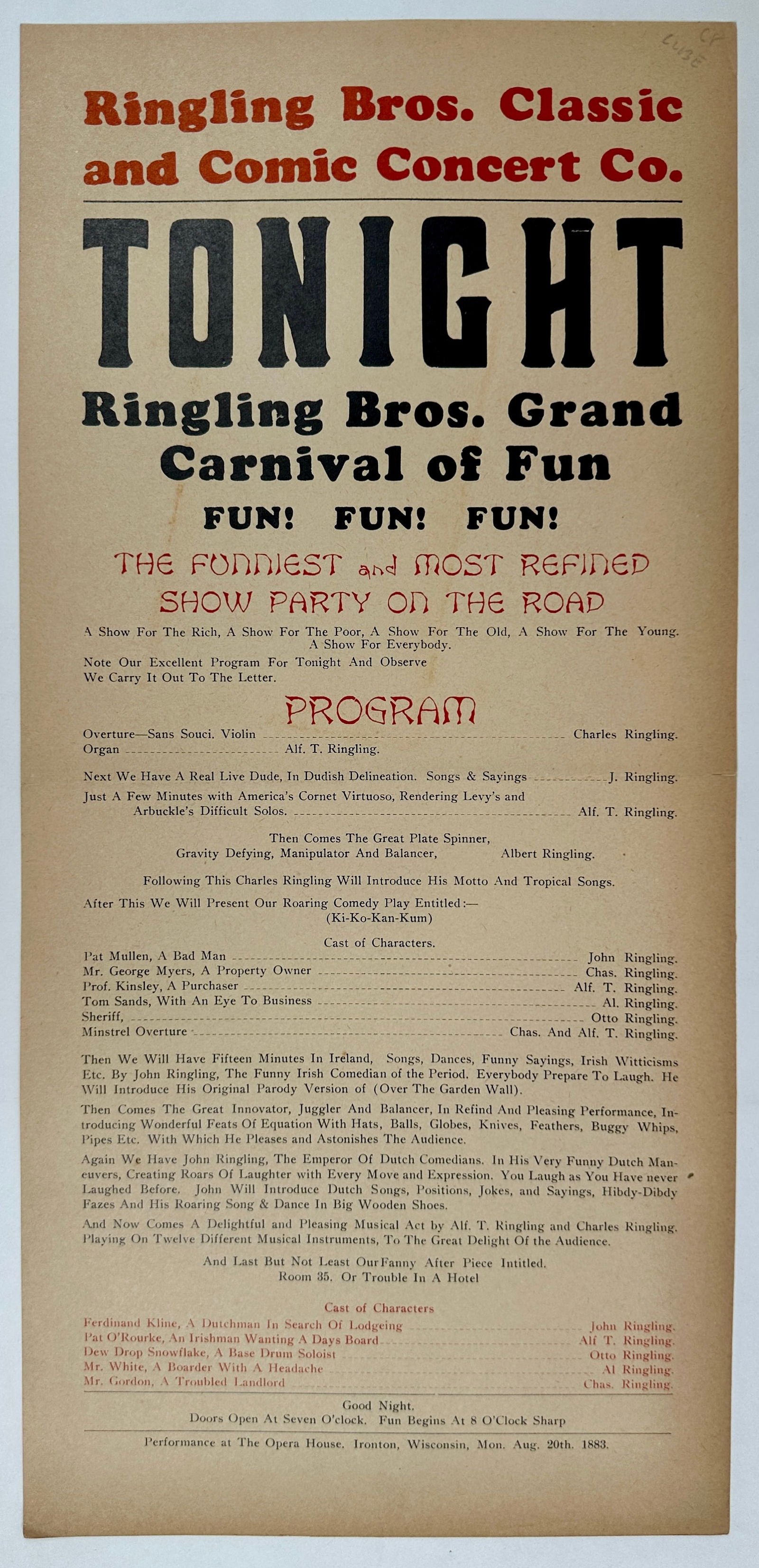 1883 RINGLING BROS. GRAND CARNIVAL OF FUN (1 of 1)