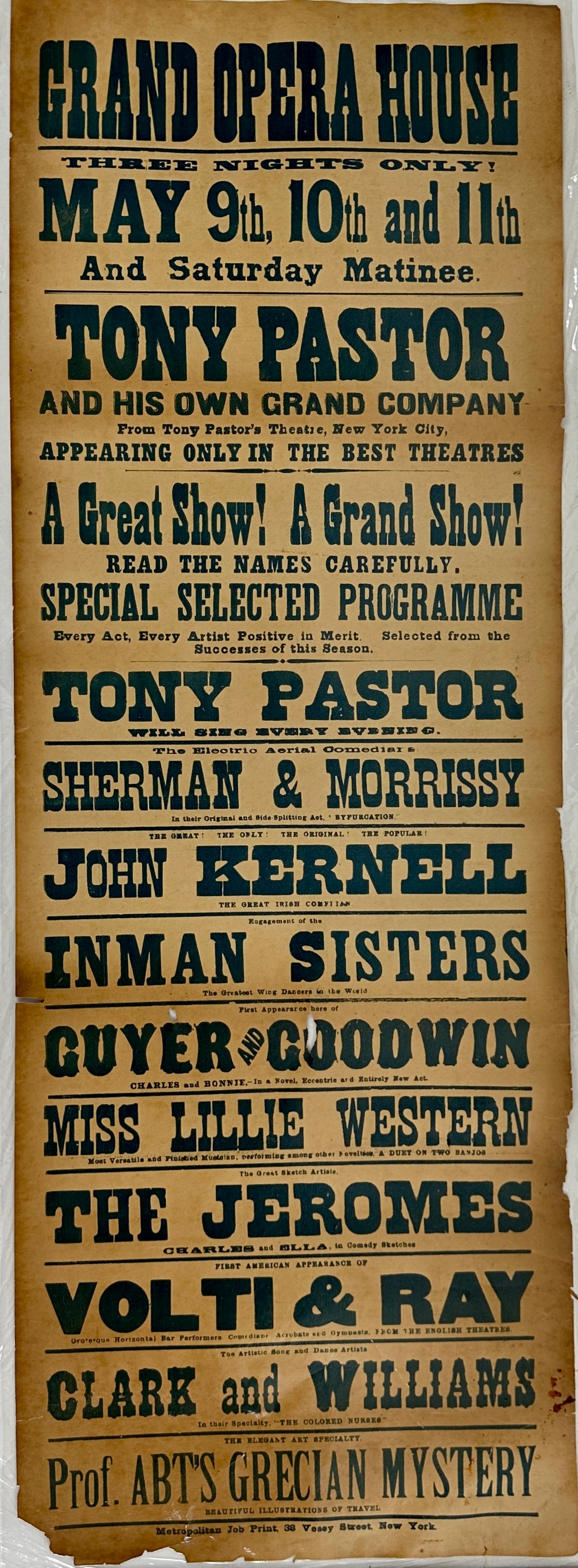 VAUDEVILLE BROADSIDE - GRAND OPERA HOUSE (1 of 1)