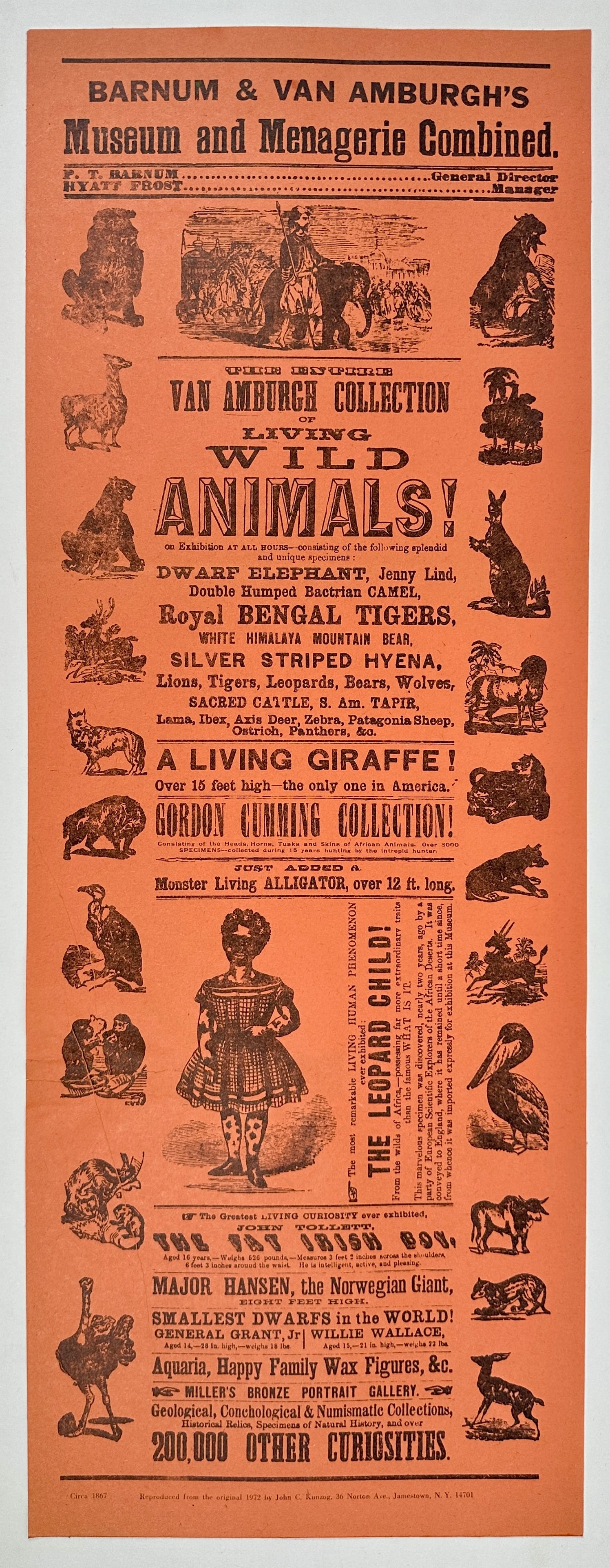 BARNUM & VAN AMBURGH - MUSEUM MENAGIE BROADSIDE (1 of 1)