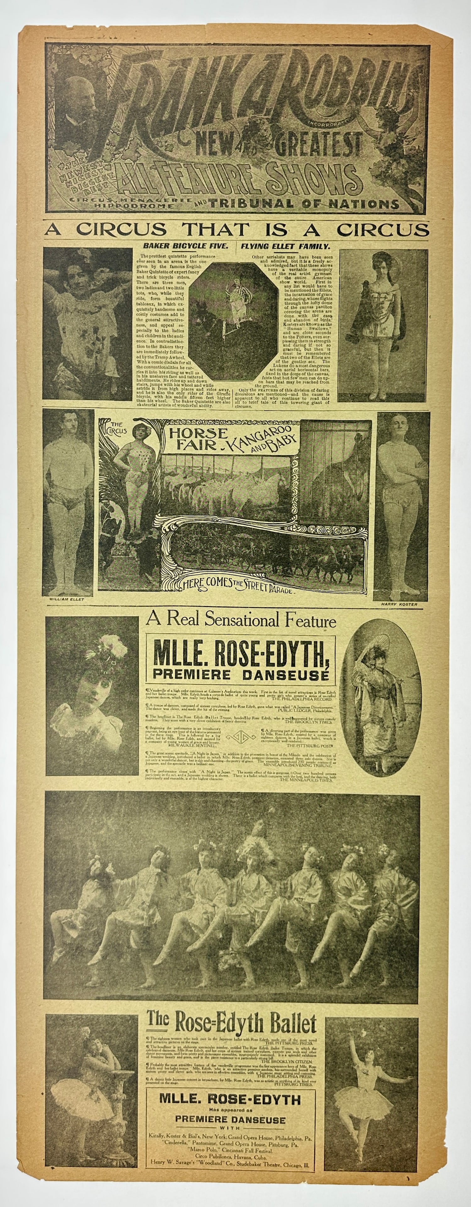 FRANK A. ROBBINS CIRCUS BROADSIDE (1 of 2)