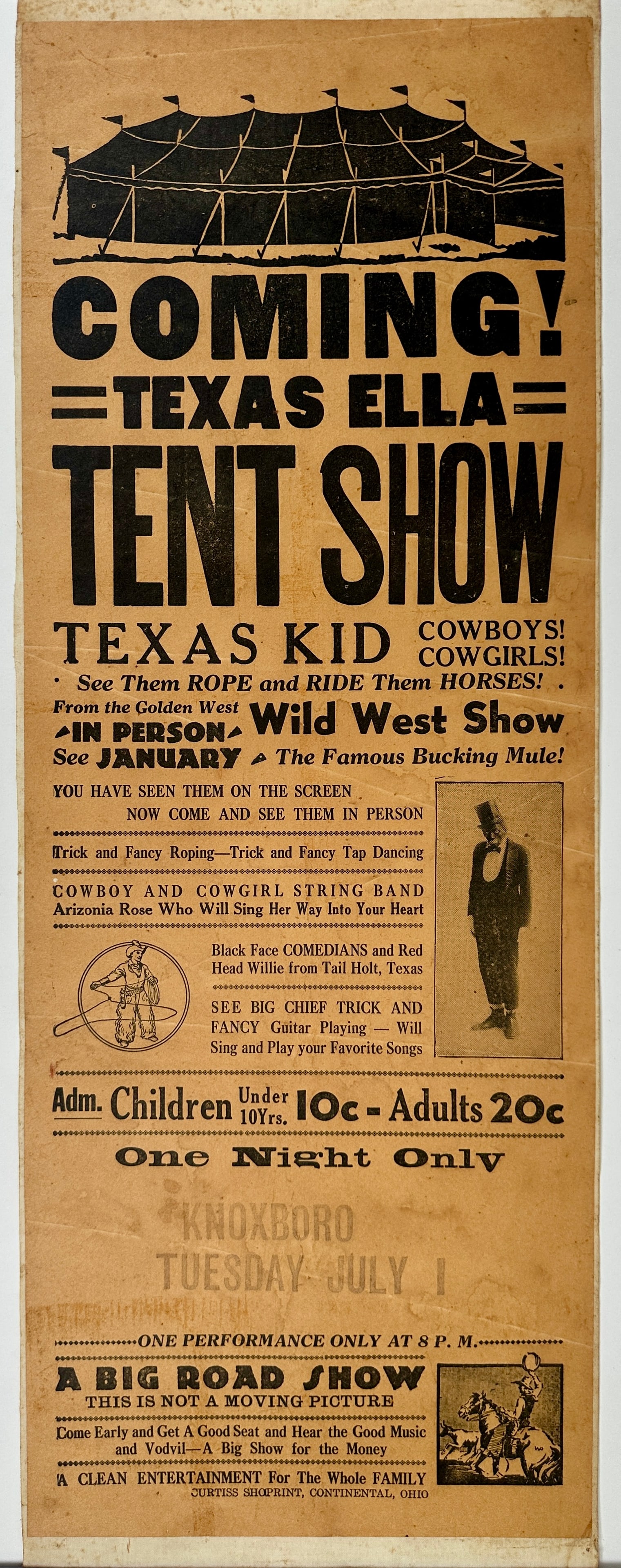 TEXAS ELLA TENT SHOW - WILD WEST BROADSIDE (1 of 1)