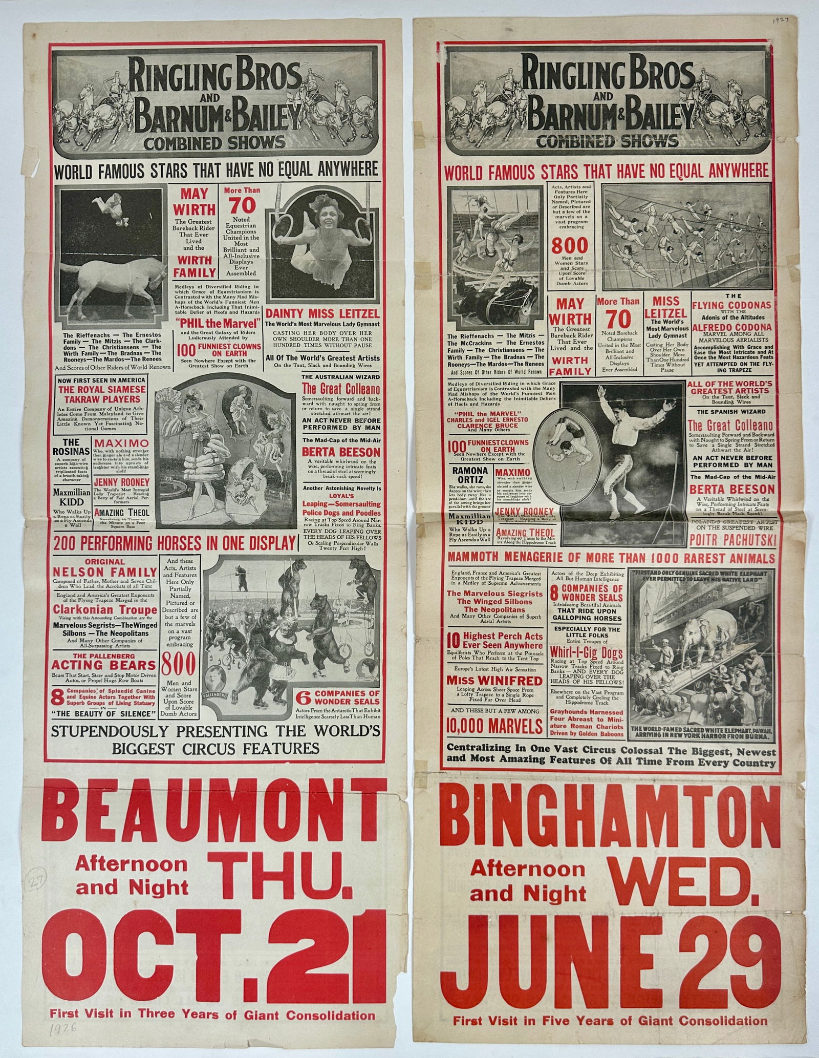 RINGLING BROS. BARNUM BAILEY CIRCUS BROADSIDES (1 of 2)