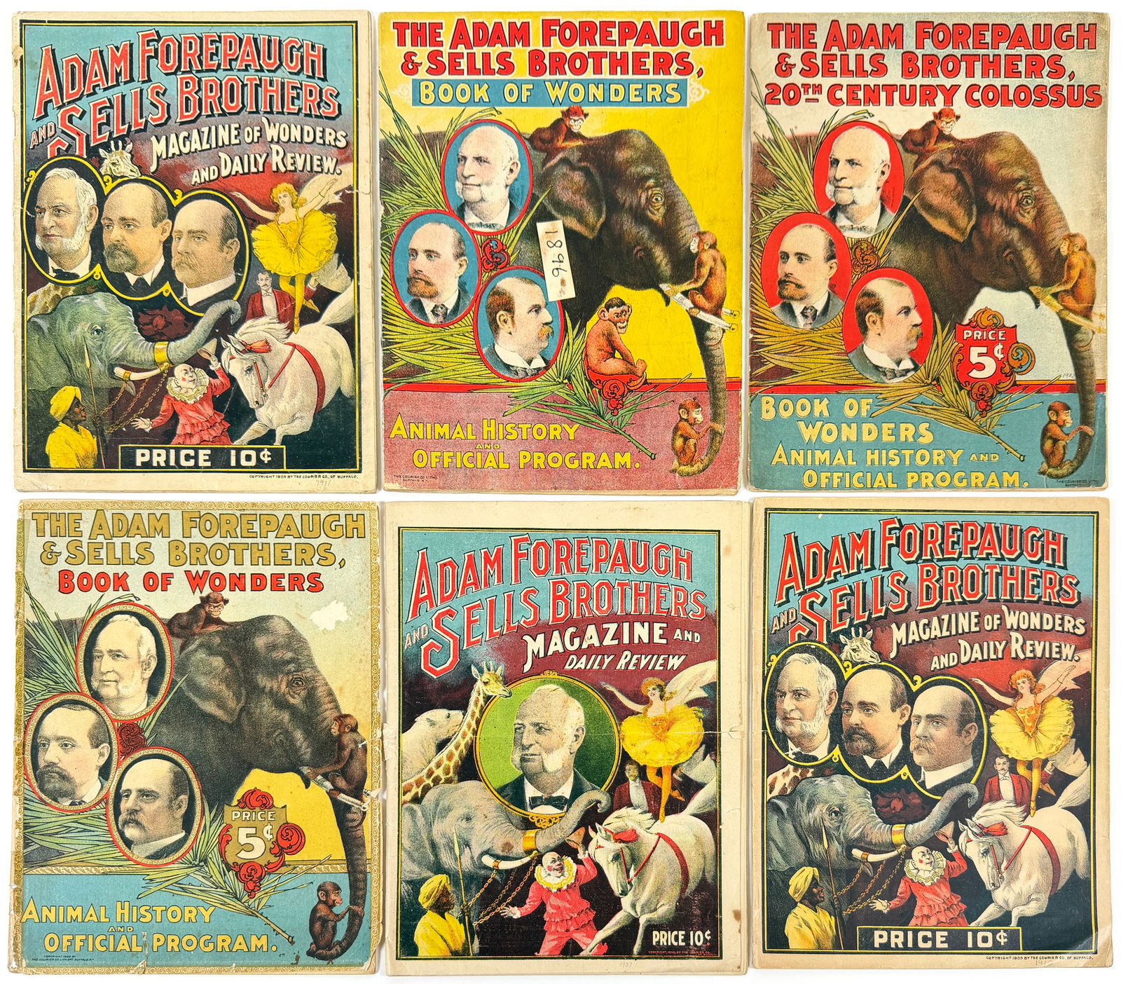 ADAM FOREPAUGH CIRCUS PROGRAMS: MAGAZINE AND DAILY REVIEWS WITH PROGRAMS: 1896, 1902, 1903, 1907, 1910, 1911.