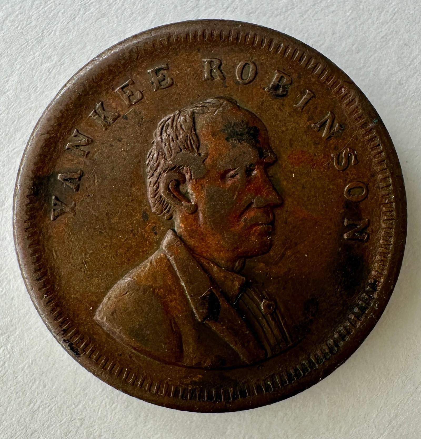 EXONUMIA - YANKEE ROBINSON CIRCUS TOKEN: YANKEE ROBINSON BIG SHOW - TRIAD 1868. COPPER. AU. 18MM