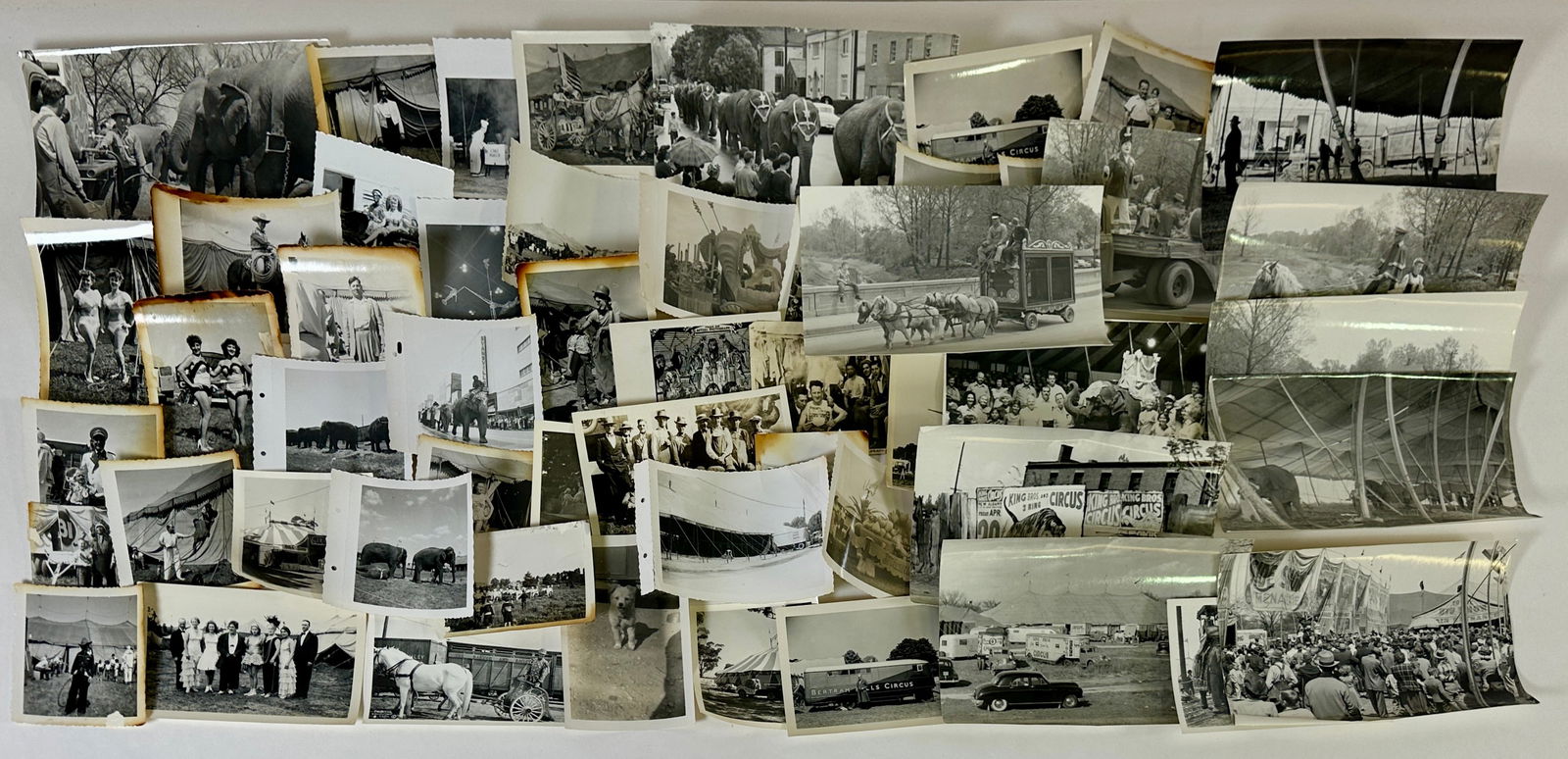 CIRCUS PHOTOGRAPH COLLECTION: SNAPSHOT SIZED PHOTOGRAPHS OF VARIOUS CIRCUSES, MID-CENTURY
