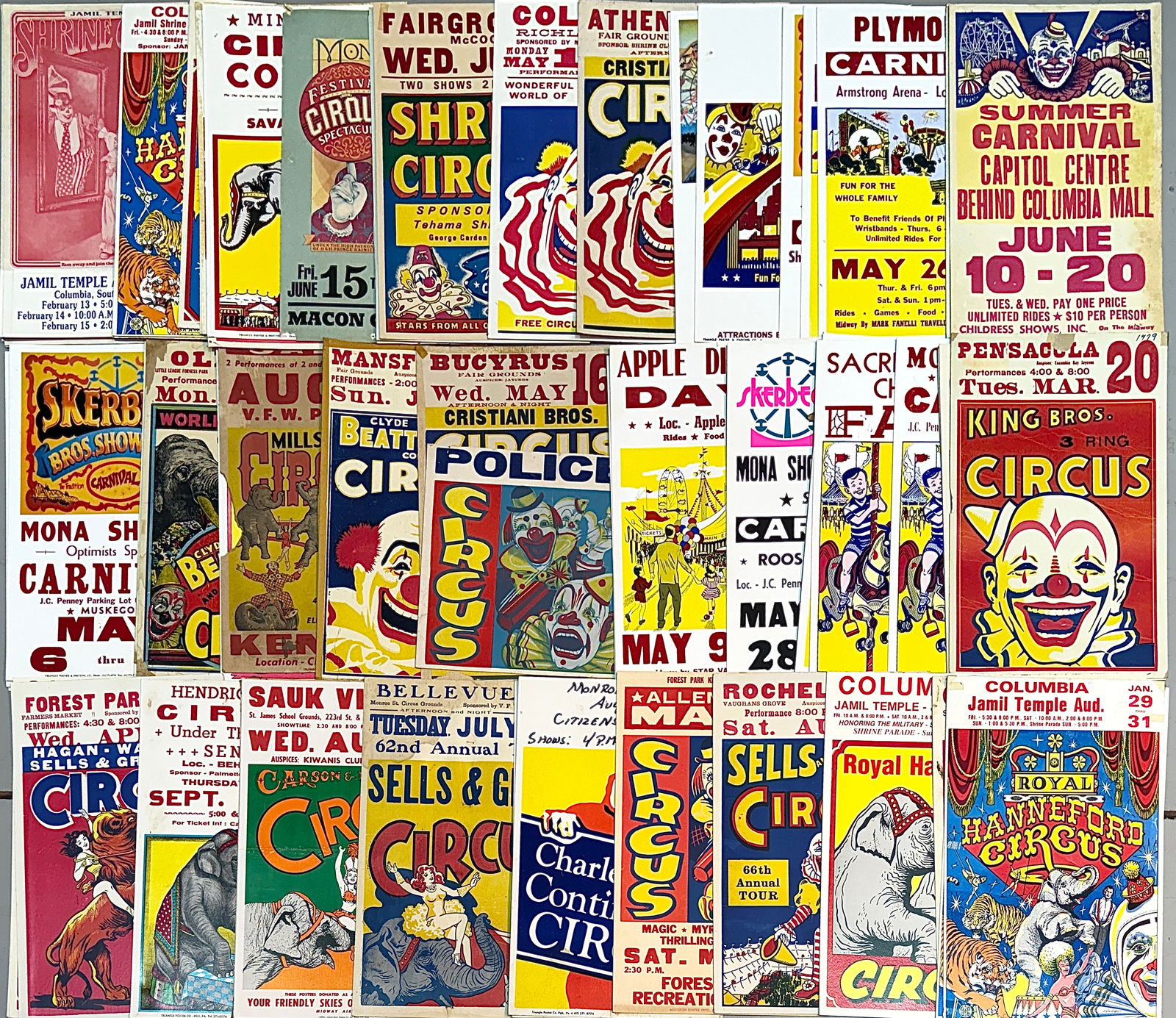 LARGE COLLECTION OF CIRCUS POSTERS - WINDOW CARDS (1 of 2)