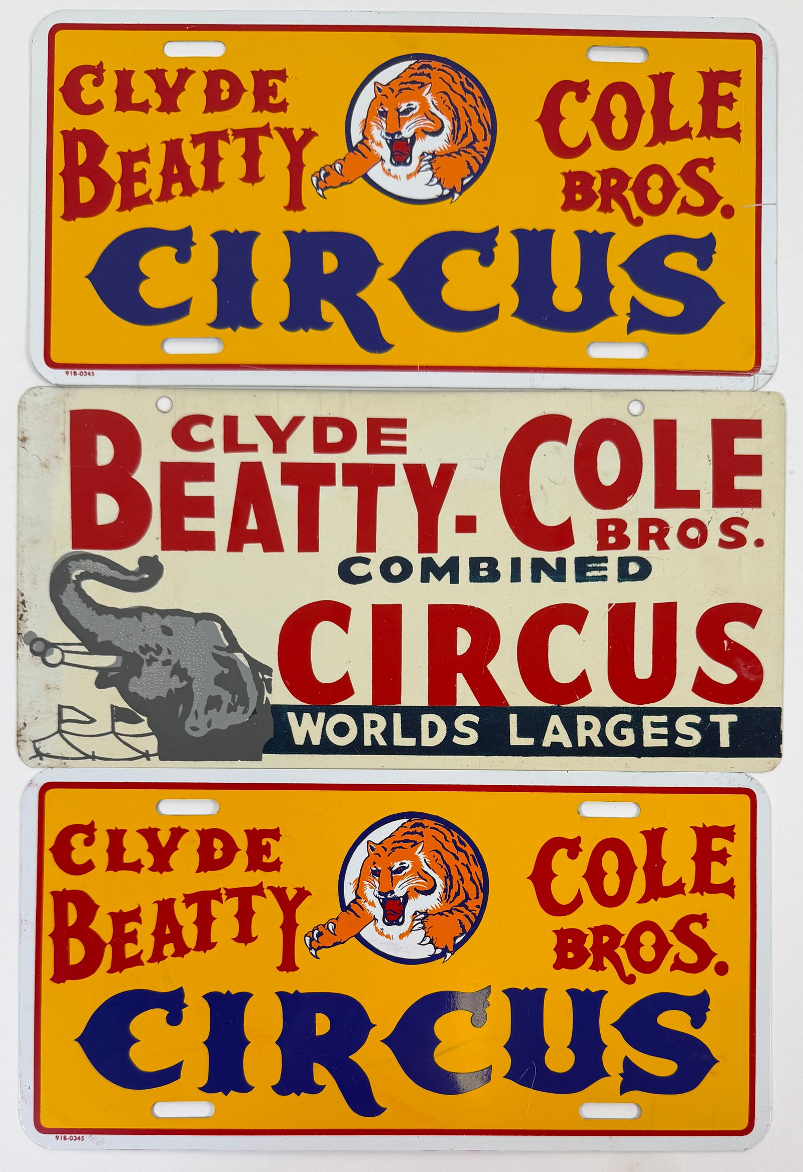 CLYDE BEATTY COLE BROS. SOUVENIR LICENSE PLATES (1 of 1)