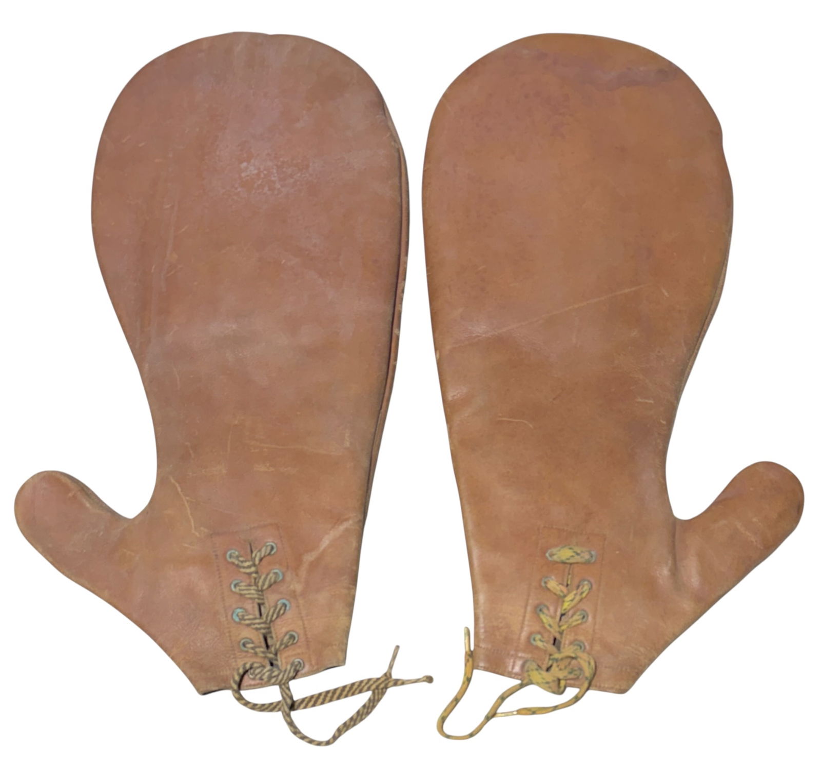 HUNT BROS. CIRCUS CLOWN BOXING GLOVES: PAIR OF COMEDY ACT, CLOWN BOXING GLOVES, PROFESSIONALLY MADE, ATTRIBUTED TO GRIFFIN MFG. GOOD VINTAGE CONDITION.