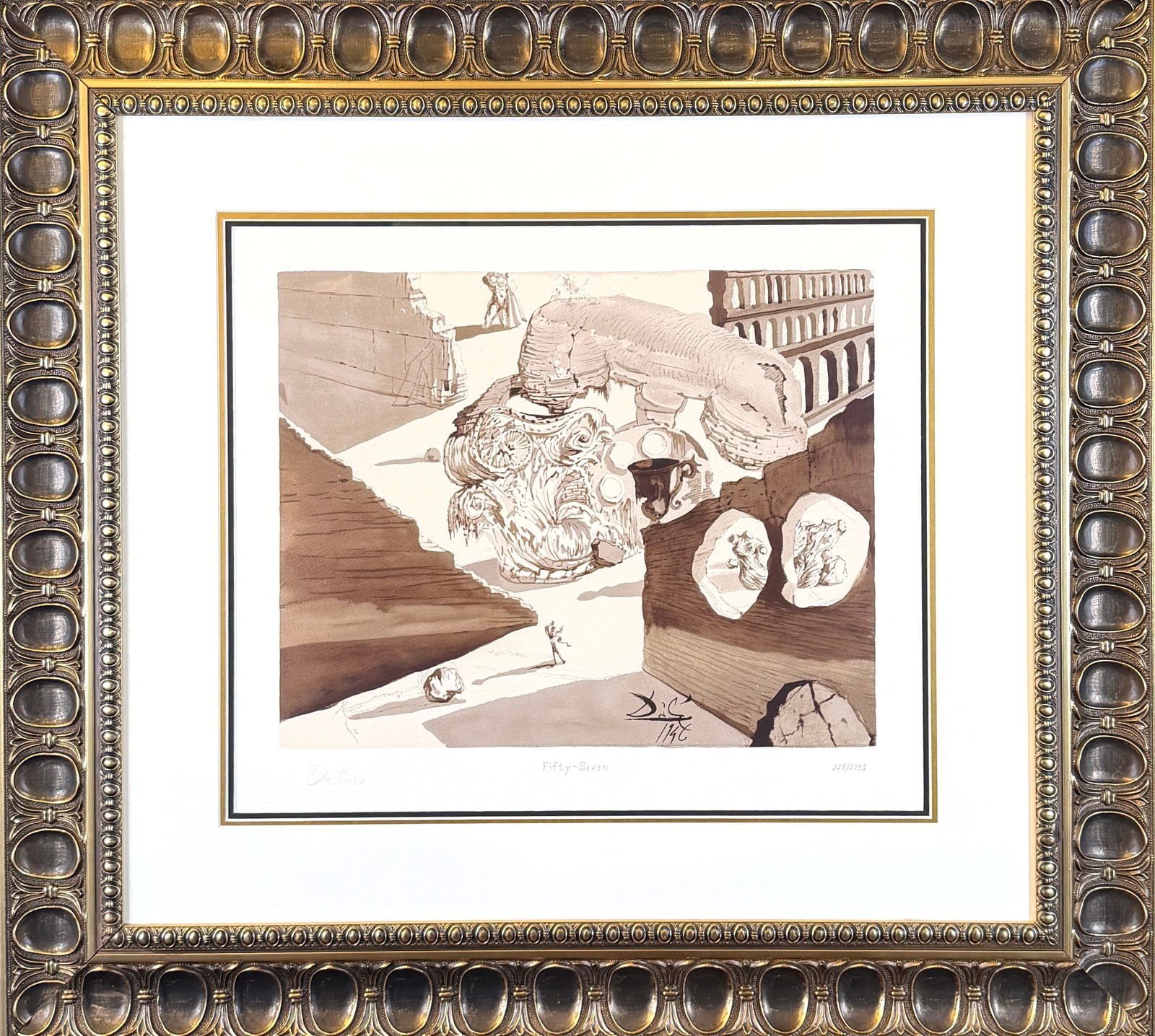 DESTINO #57 - DISNEY DALI SERIGRAPH: DESTINO #57. SERIGRAPH IN COLOR ON WOVE PAPER. AN EDITION OF 275. WALT DISNEY HAD BEEN COMPLING SHORT FEATURES FOR THEATRICAL RELEASE WHEN IN 1945, THE CONCEPT OF A COLLABRATION BETWEEN WALT DISNEY AN