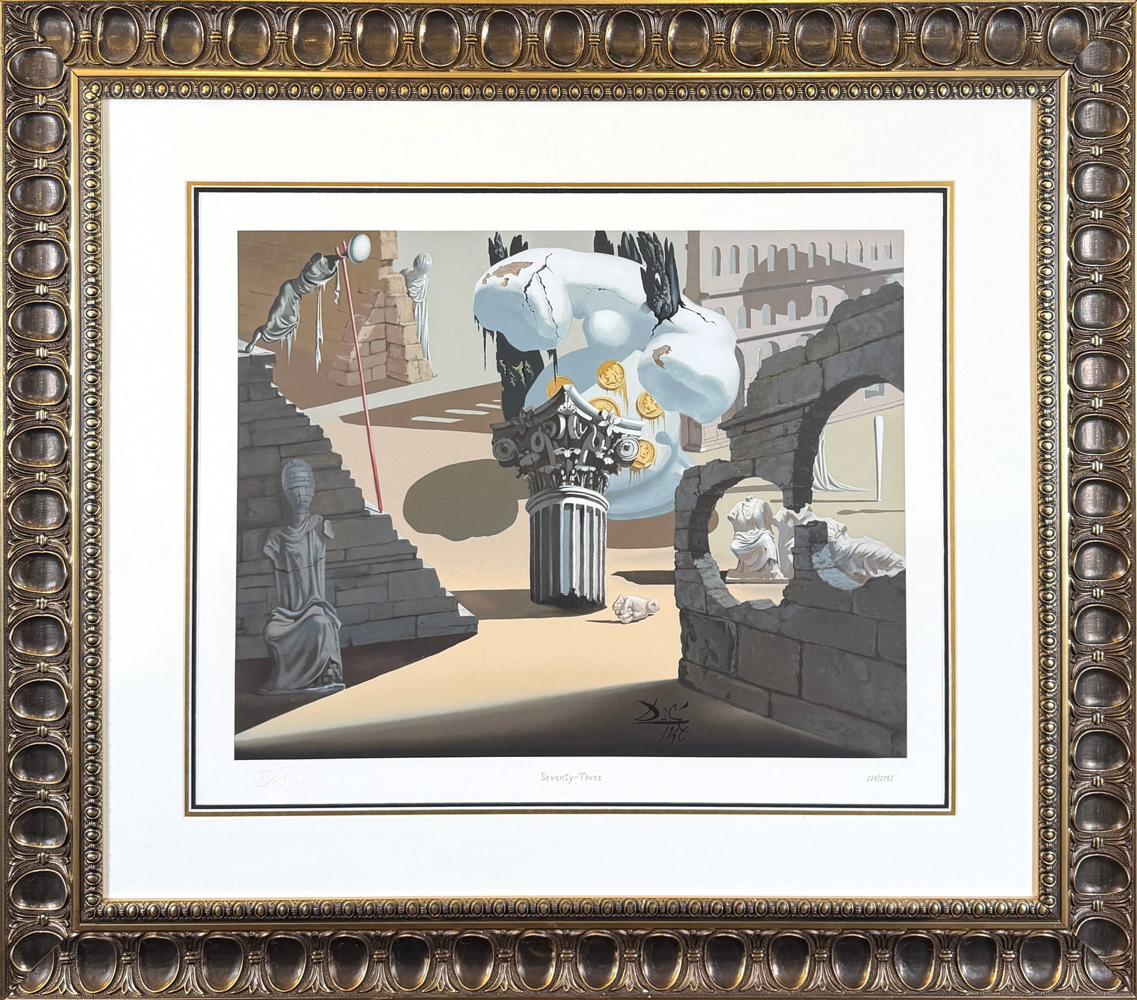 DESTINO #73 - DISNEY DALI SERIGRAPH: DESTINO #73. SERIGRAPH IN COLOR ON WOVE PAPER. AN EDITION OF 275. WALT DISNEY HAD BEEN COMPLING SHORT FEATURES FOR THEATRICAL RELEASE WHEN IN 1945, THE CONCEPT OF A COLLABRATION BETWEEN WALT DISNEY AN