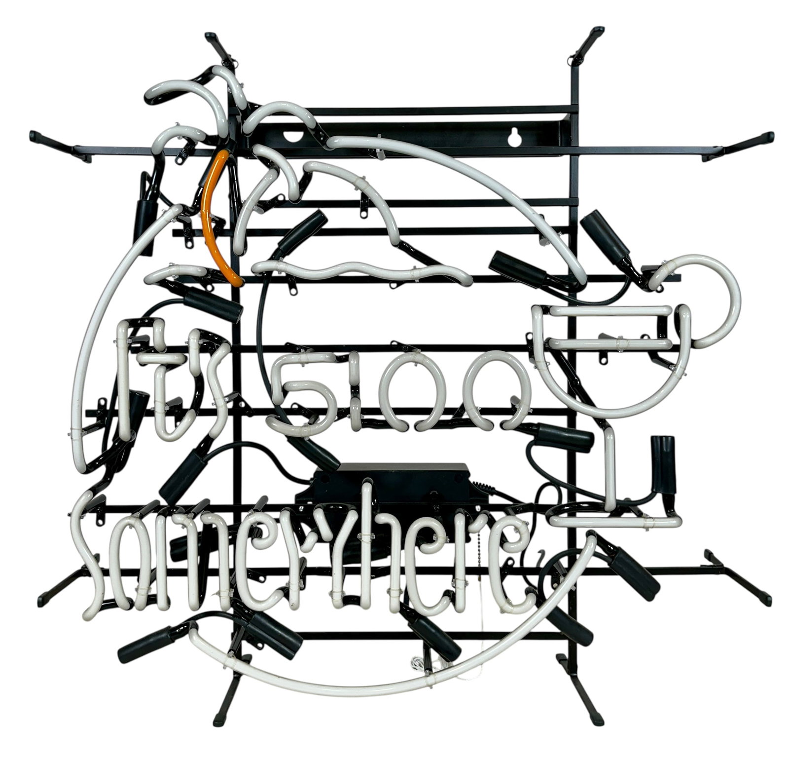 ITS 5:00 SOMEWHERE NEON SIGN: WORKING CONDITION. FIVE COLOR. 25"X26"