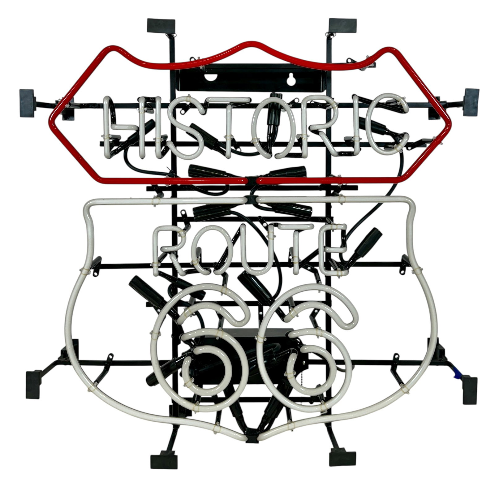 HISTORIC ROUTE 66 NEON SIGN: WORKING CONDITION. FOUR COLOR. 24"X24"