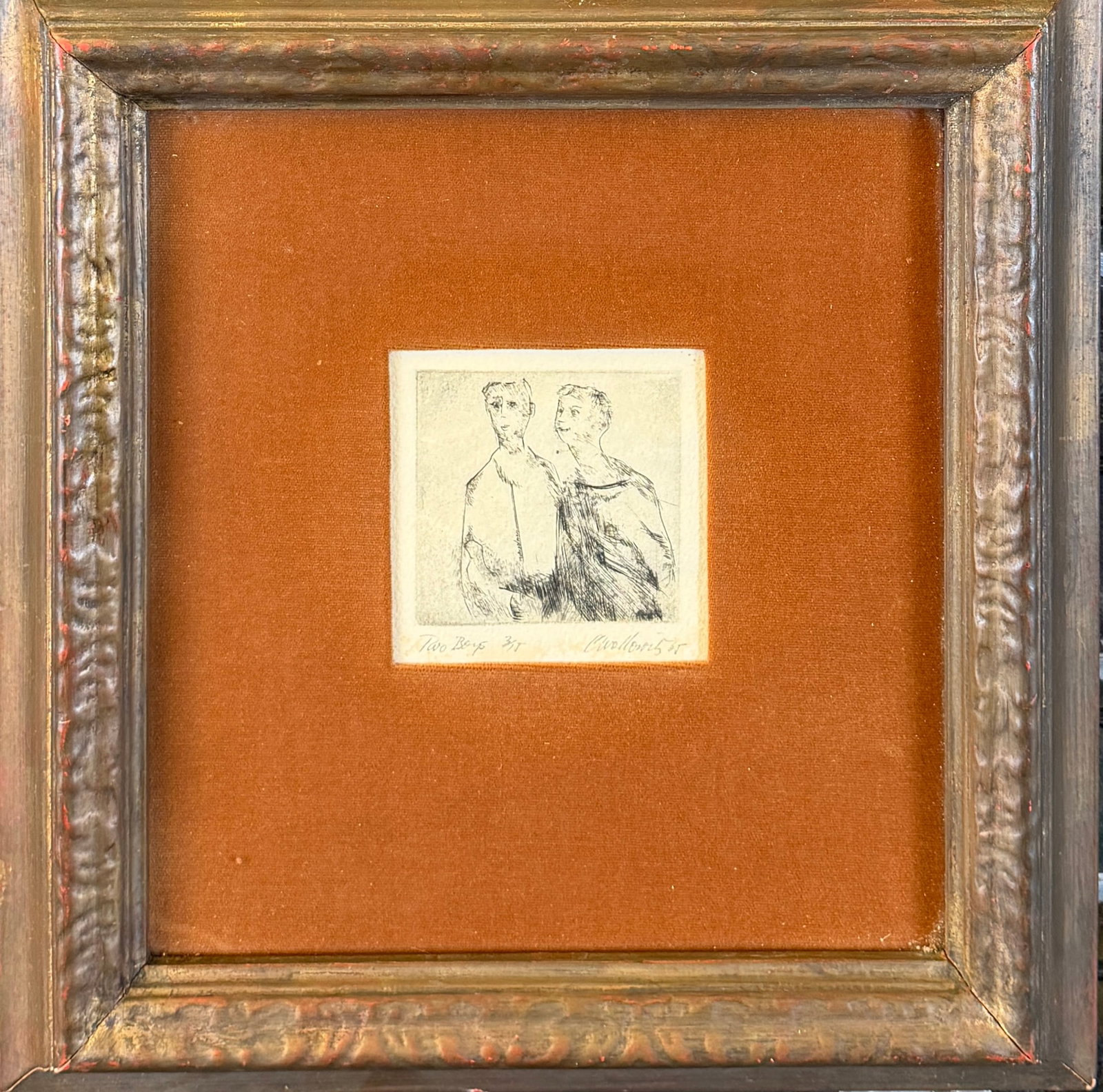 H. HARGROVE PAINTING: AIR MAIL AT THE HANGAR. SIGNED, FRAMED, 16"X18"