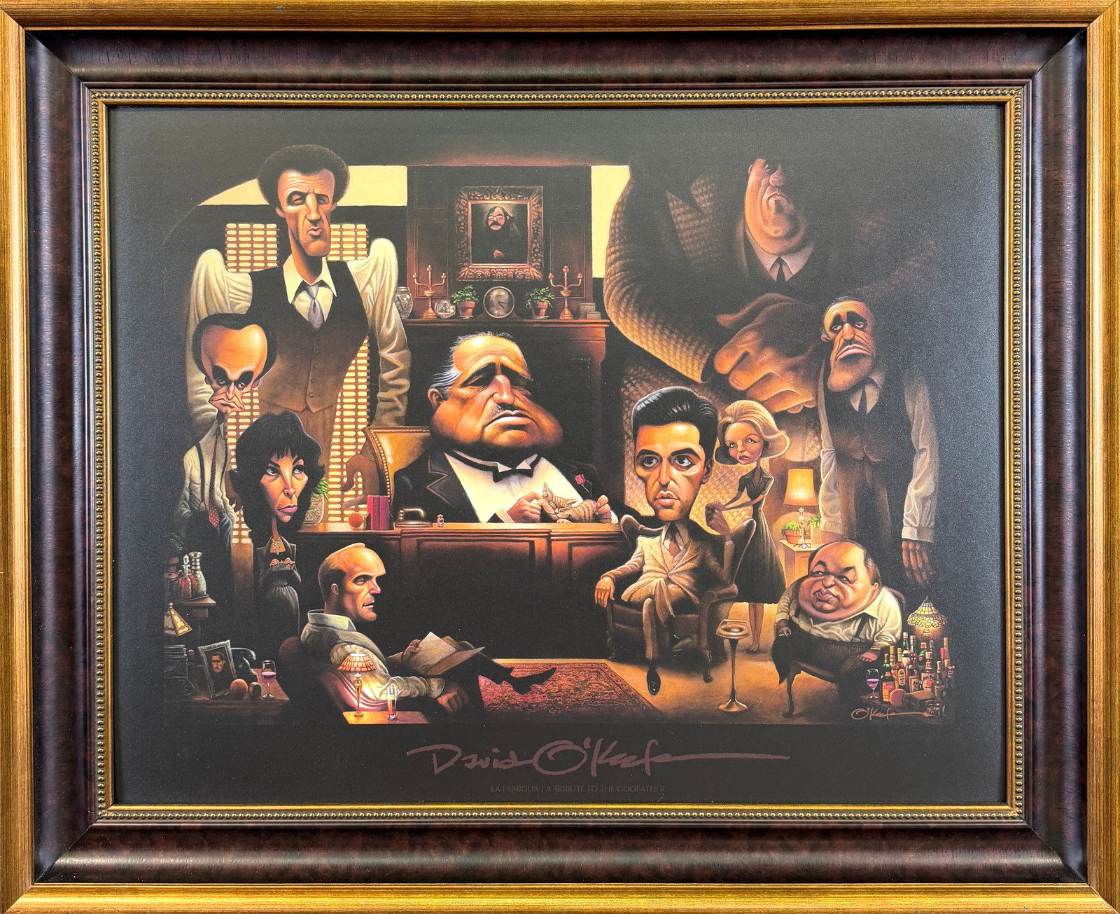 DAID O'KEEFE - TRIBUTE TO THE GODFATHER: FRAMED GICLEE - TRIBUTE TO THE GODFATHER. 28"X34"