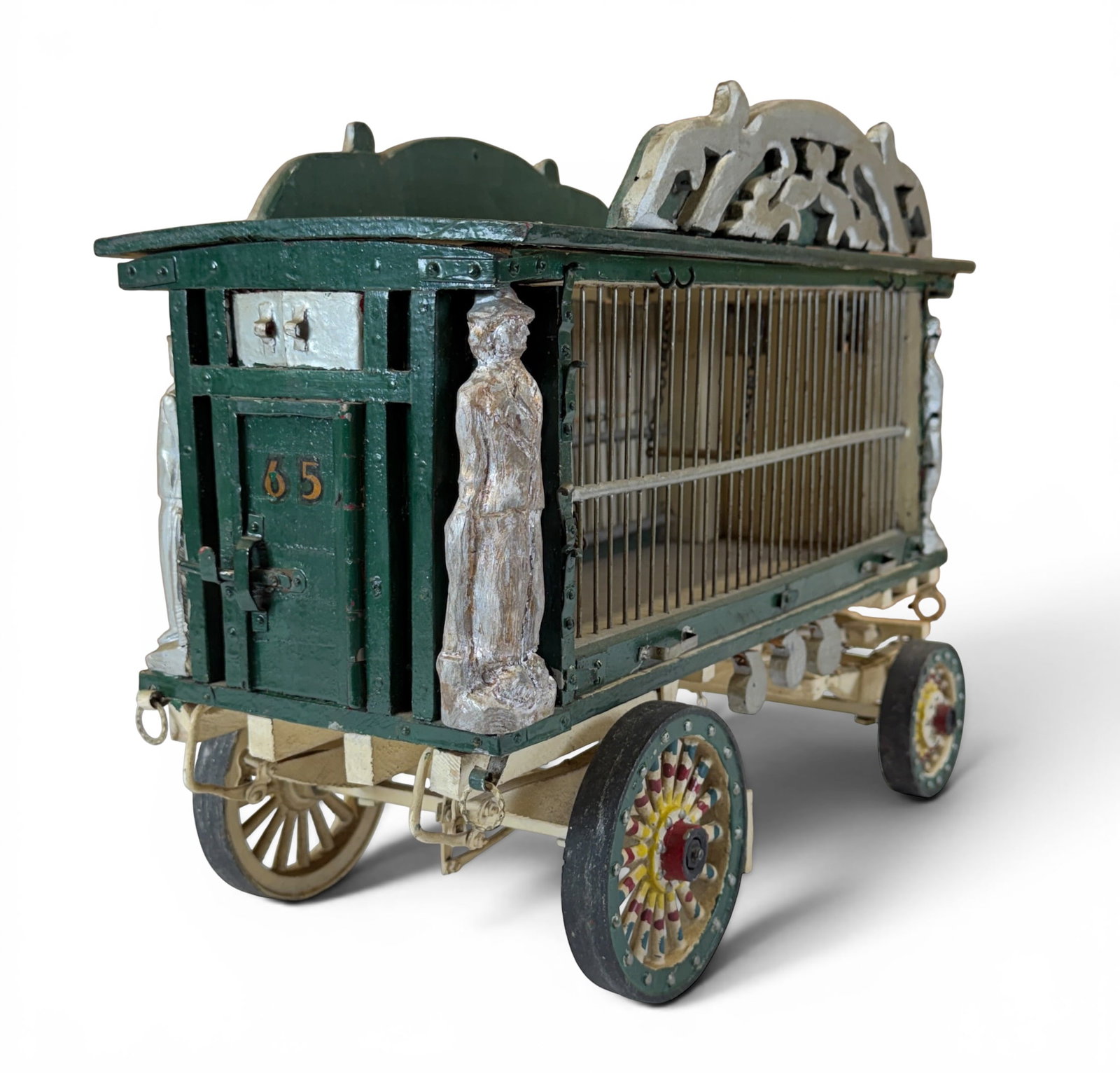 Folk Art Monkey Cage Wagon Model #65 - 4
