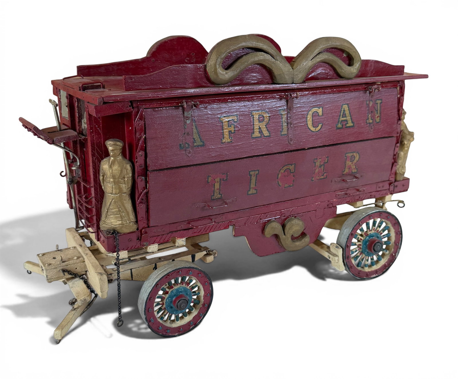 Folk Art African Tiger Wagon Model #64: Original, vintage scratch-built wagon #64. Unsigned. 15"x8"x11"