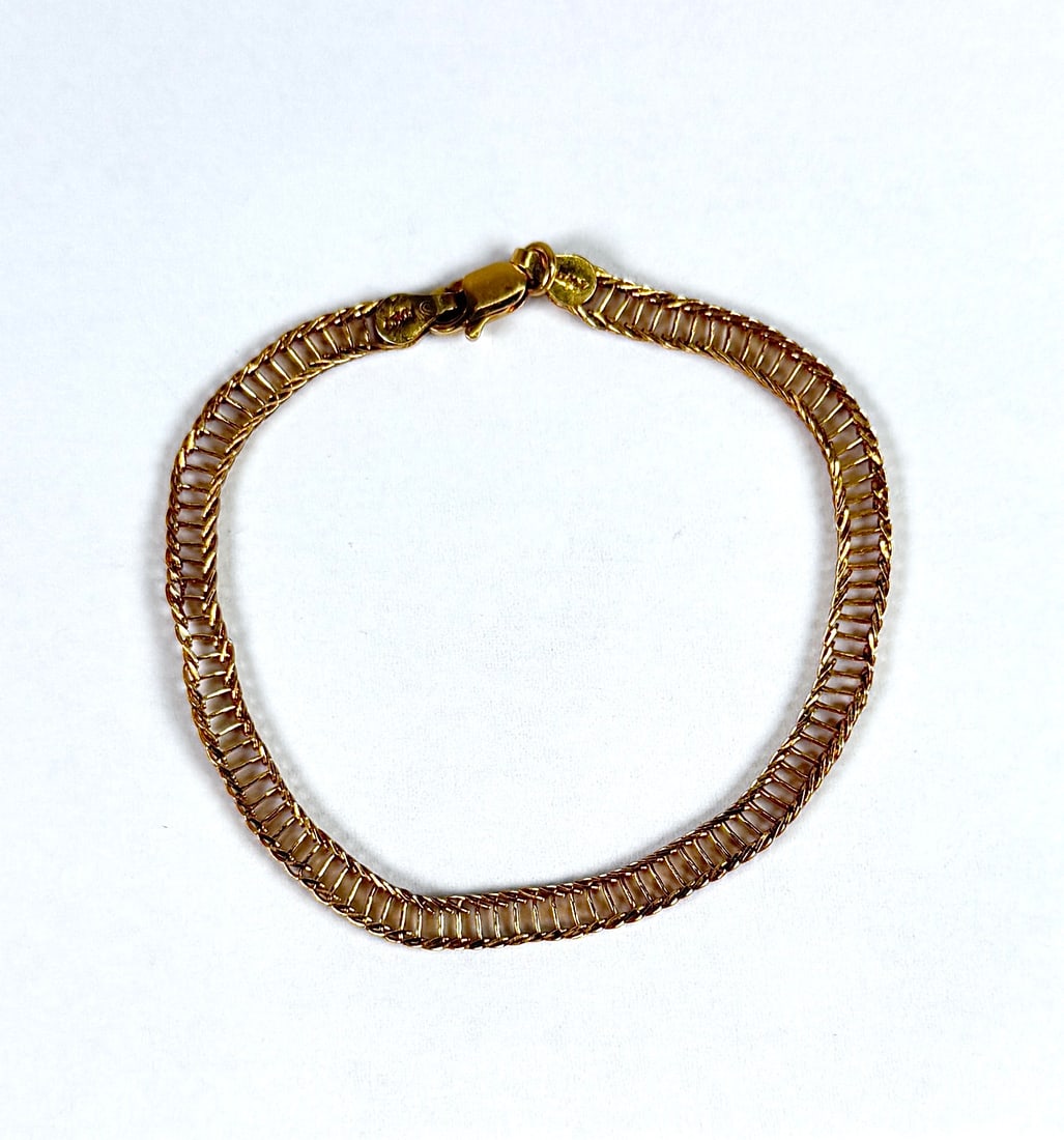 14K GOLD BRACELET: LIGHT KINKINIG, 3.3 GRAMS, 7"