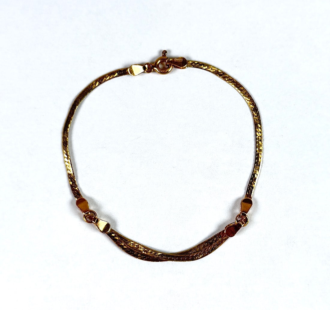 14K GOLD ZIG-ZAG BRACELET: 2.5 GRAMS, 7"
