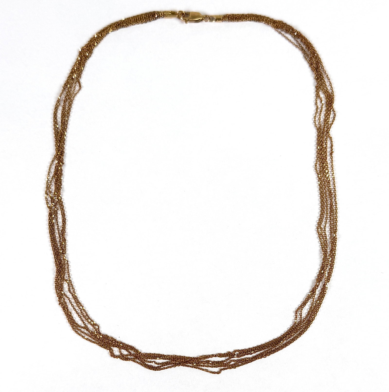 14K GOLD MULTI-STRAND NECKLACE: 7.2 GRAMS, 16"