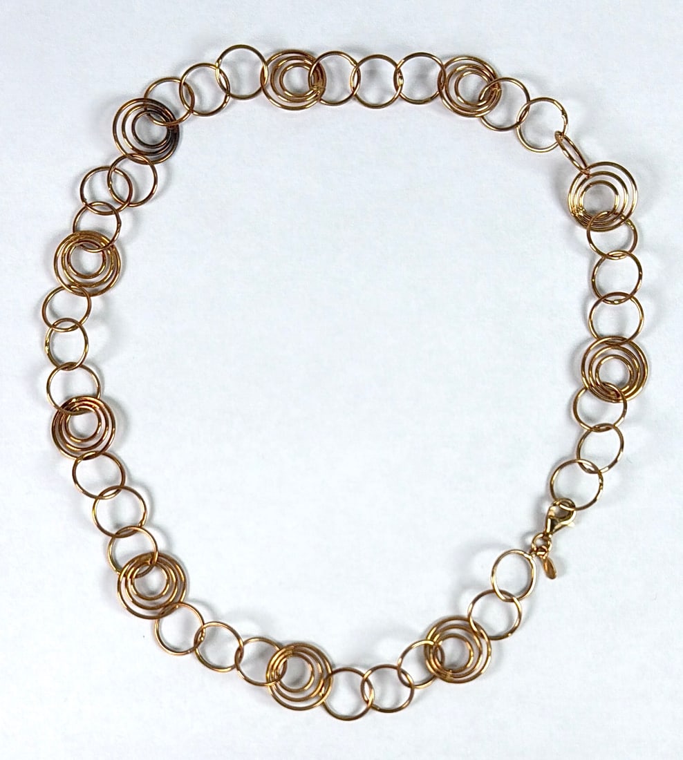 14K GOLD TURKISH MULTI-HOOP NECLACE: 7 GRAMS, 18"