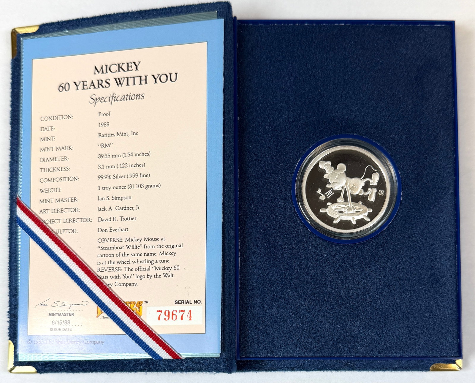 DISNEY - MICKEY MOUSE SILVER COIN (1 of 3)