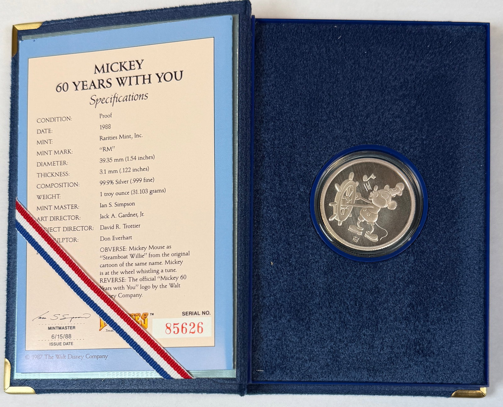 DISNEY - MICKEY MOUSE SILVER COIN (1 of 3)