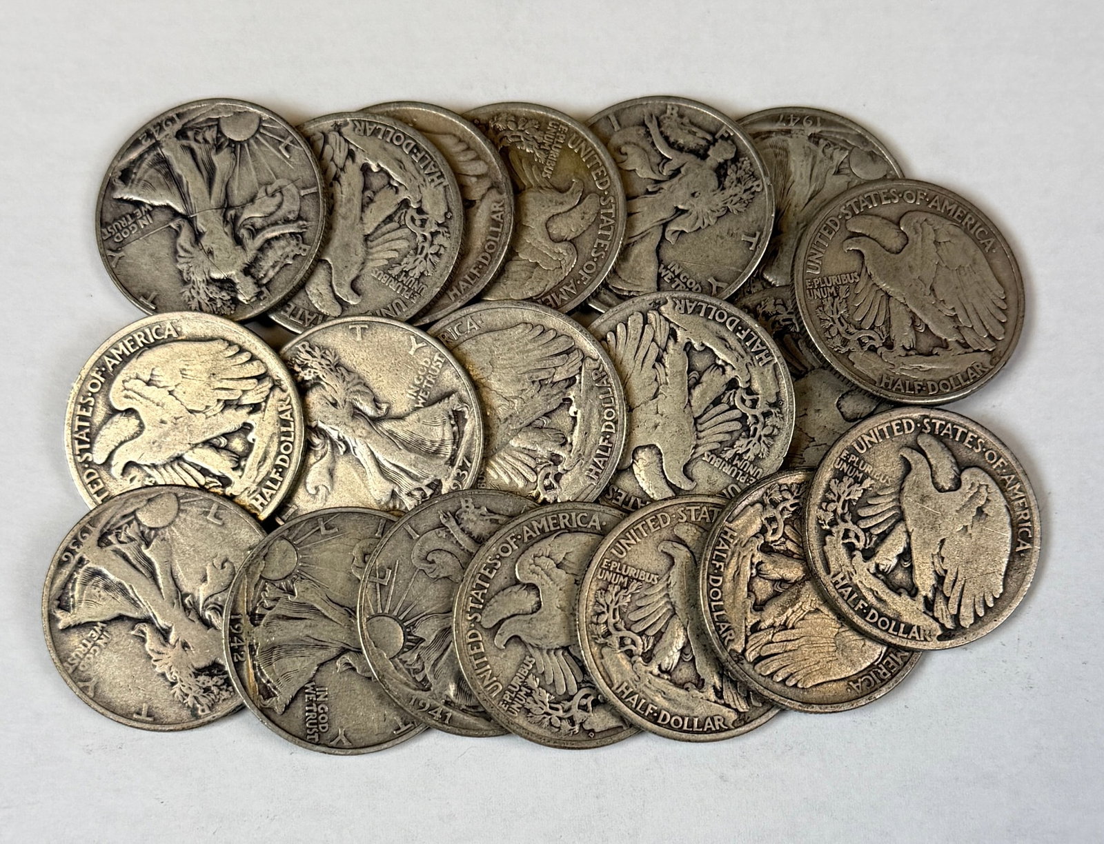 ROLL OF U.S. WALKING LIBERTY HALF DOLLARS (1 of 1)