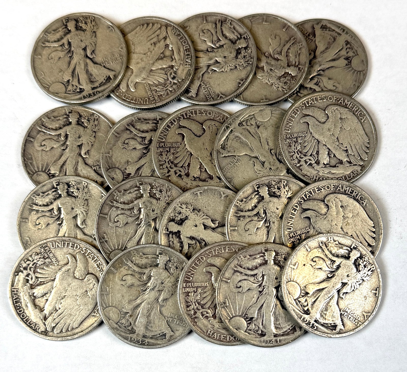 ROLL OF U.S. WALKING LIBERTY HALF DOLLARS (1 of 1)