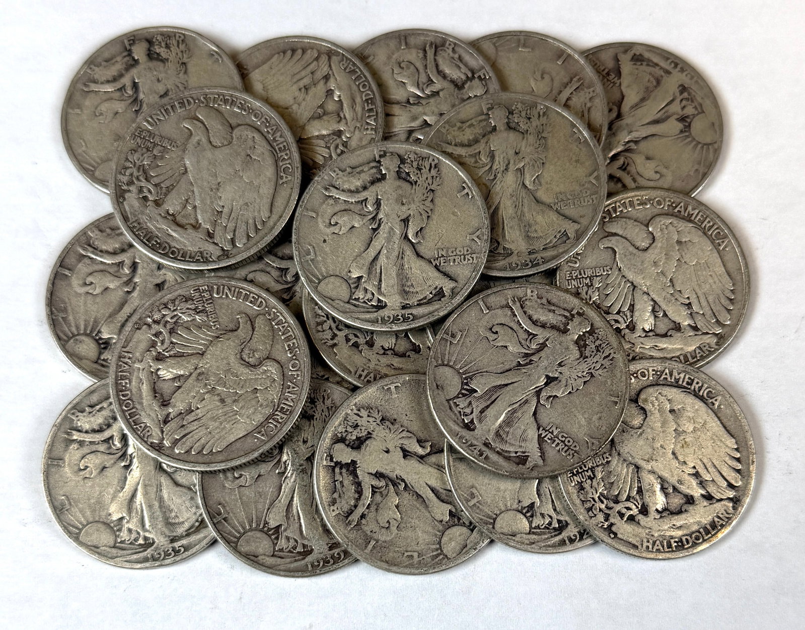 ROLL OF U.S. WALKING LIBERTY HALF DOLLARS (1 of 1)