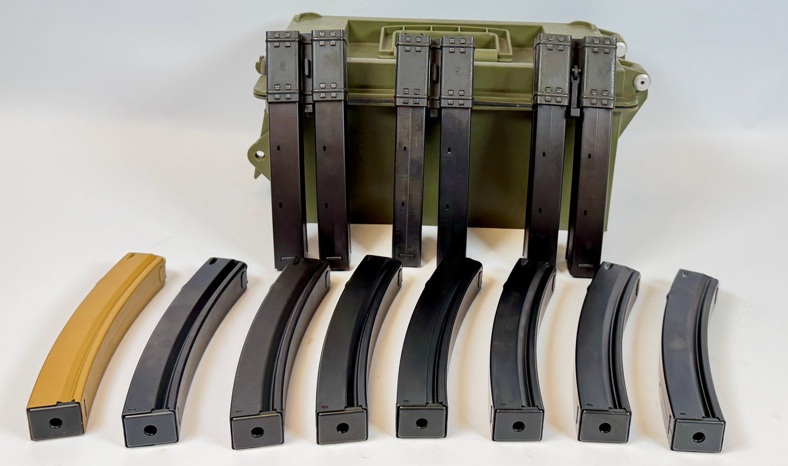 HIGH-CAPACITY MAGAZINES: HK 9MM X 19 AND MAGAZINES AND DUAL MAGAZINE CLAMPS. DOMESTIC ONLY, EXCLUDING CALIFORNIA