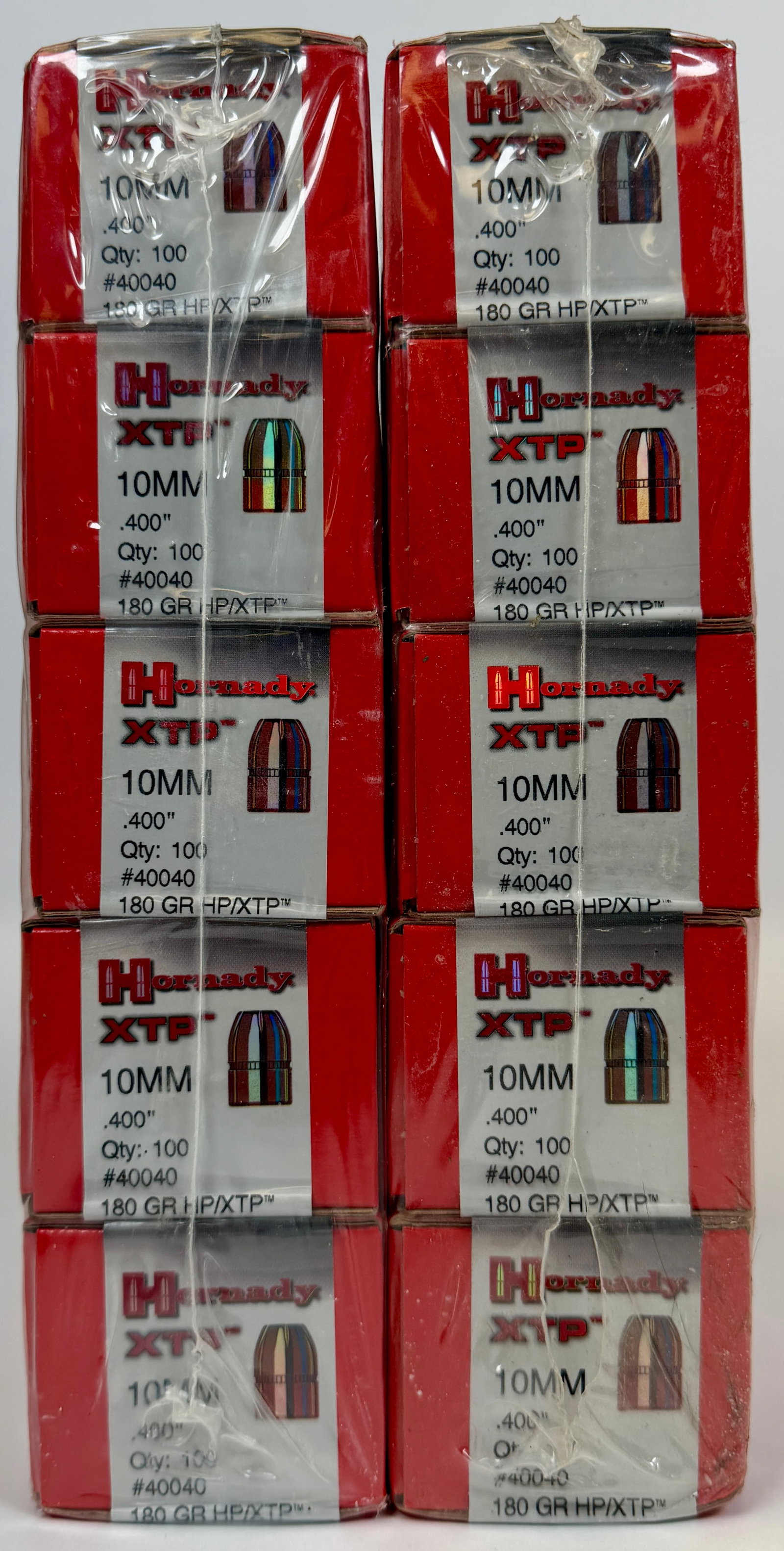 HORNADY 10MM AMMUNITION: 10 BOXES OR 1,000 ROUNDS OF HORNADY 10MM, .400" 180 GR XTPHP. DOMESTIC ONLY, EXCLUDING CALIFORNIA