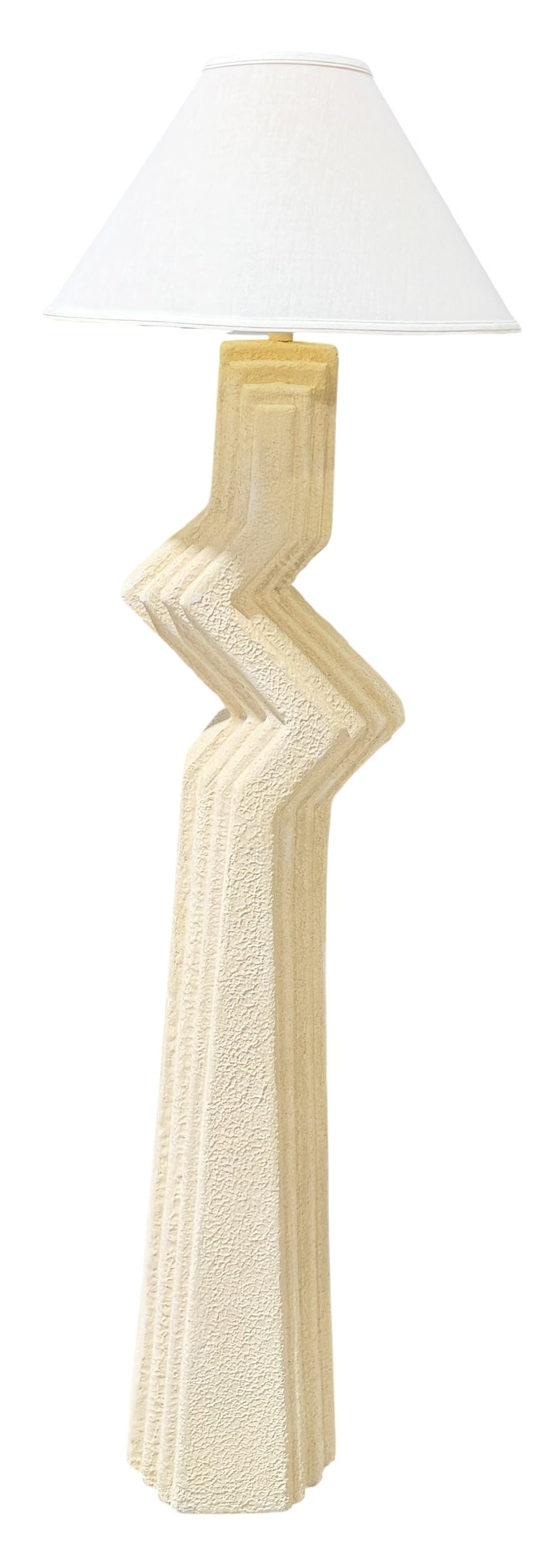 VINTAGE 1980'S ZIG-ZAG COLUMN LAMP: FLOOR STANDING COLUMN LAMP, CERAMIC. OVERALL 63"