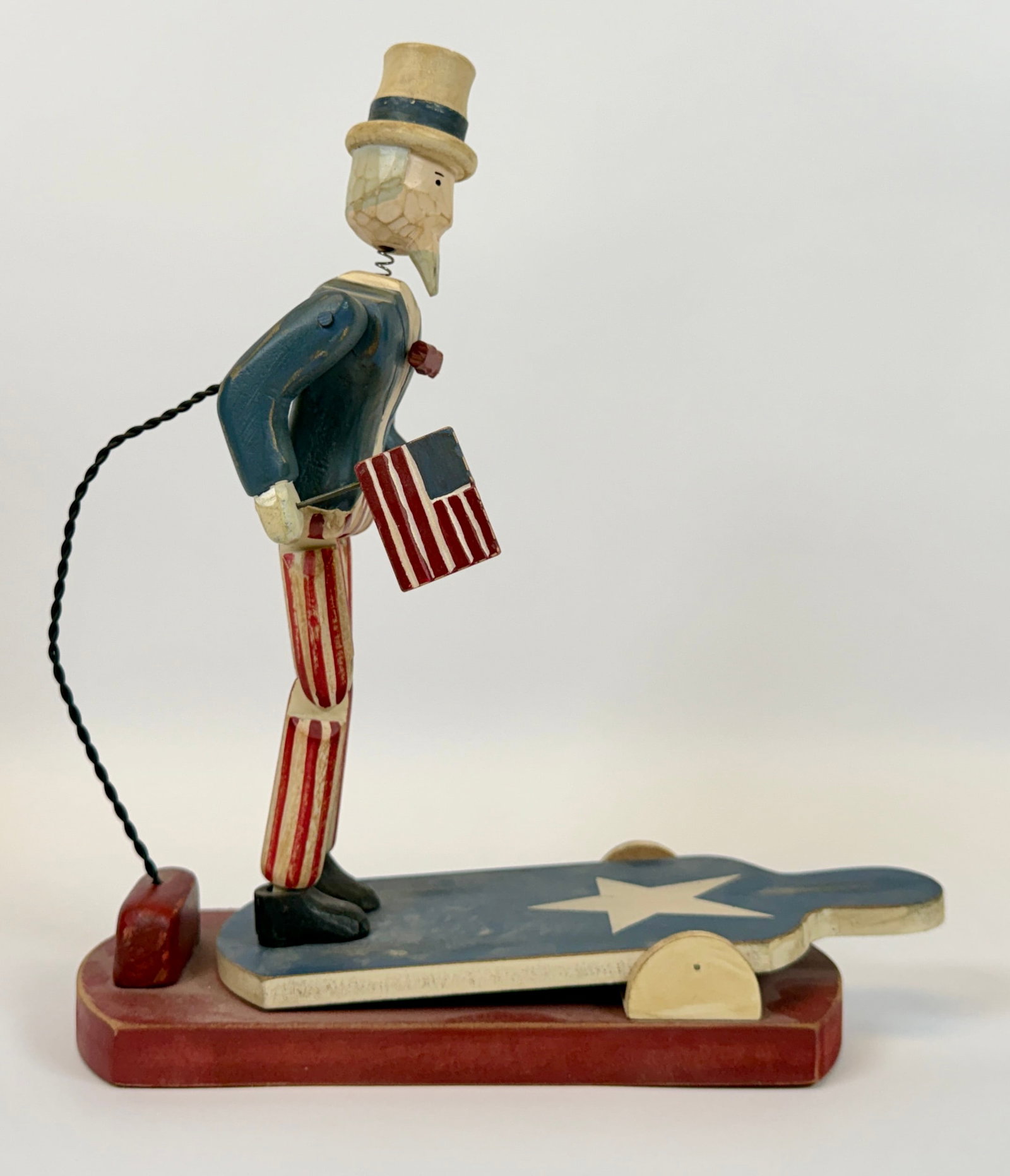 FOLK ART UNCLE SAM MECHANICAL DANCER - 2