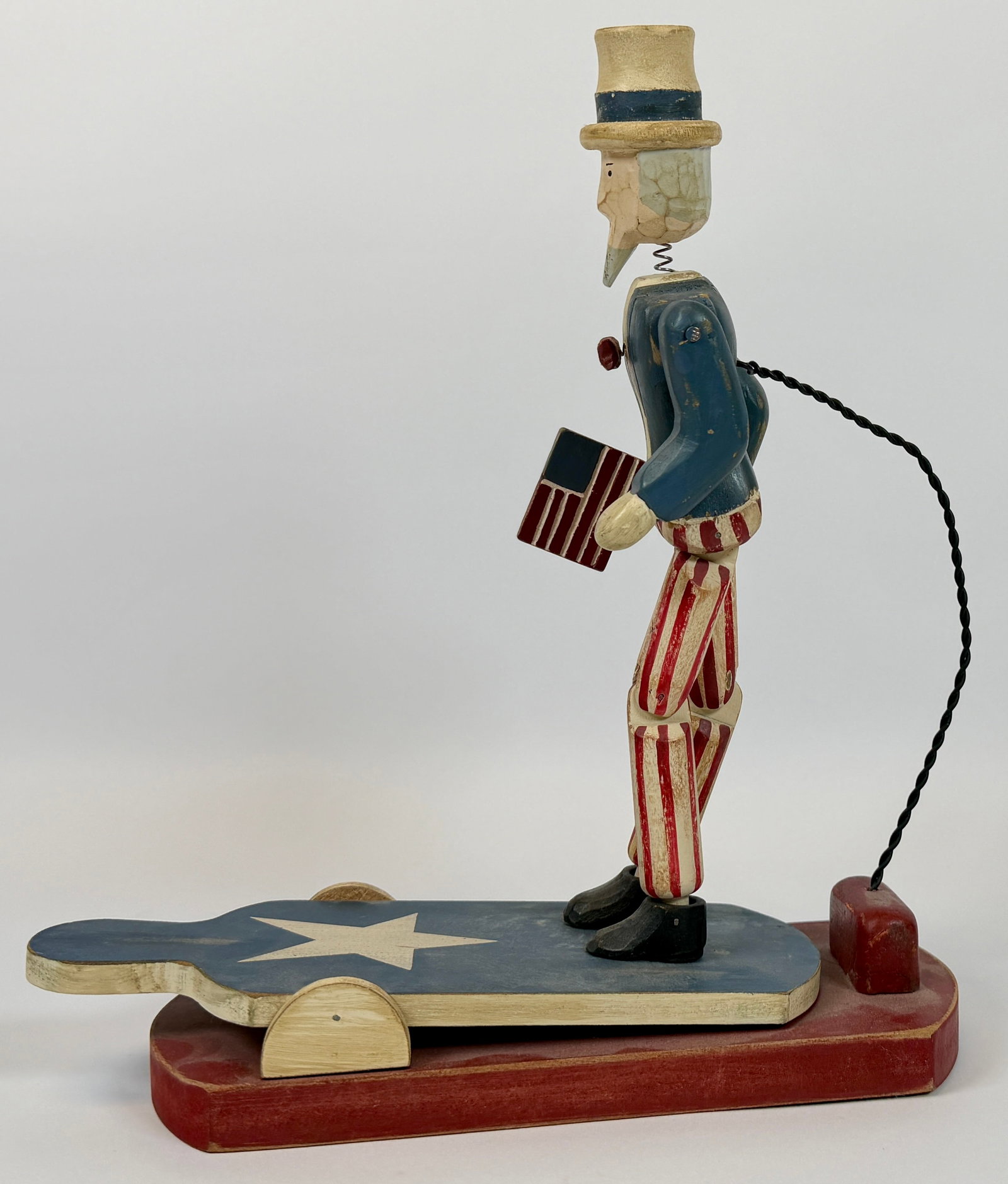 FOLK ART UNCLE SAM MECHANICAL DANCER - 3