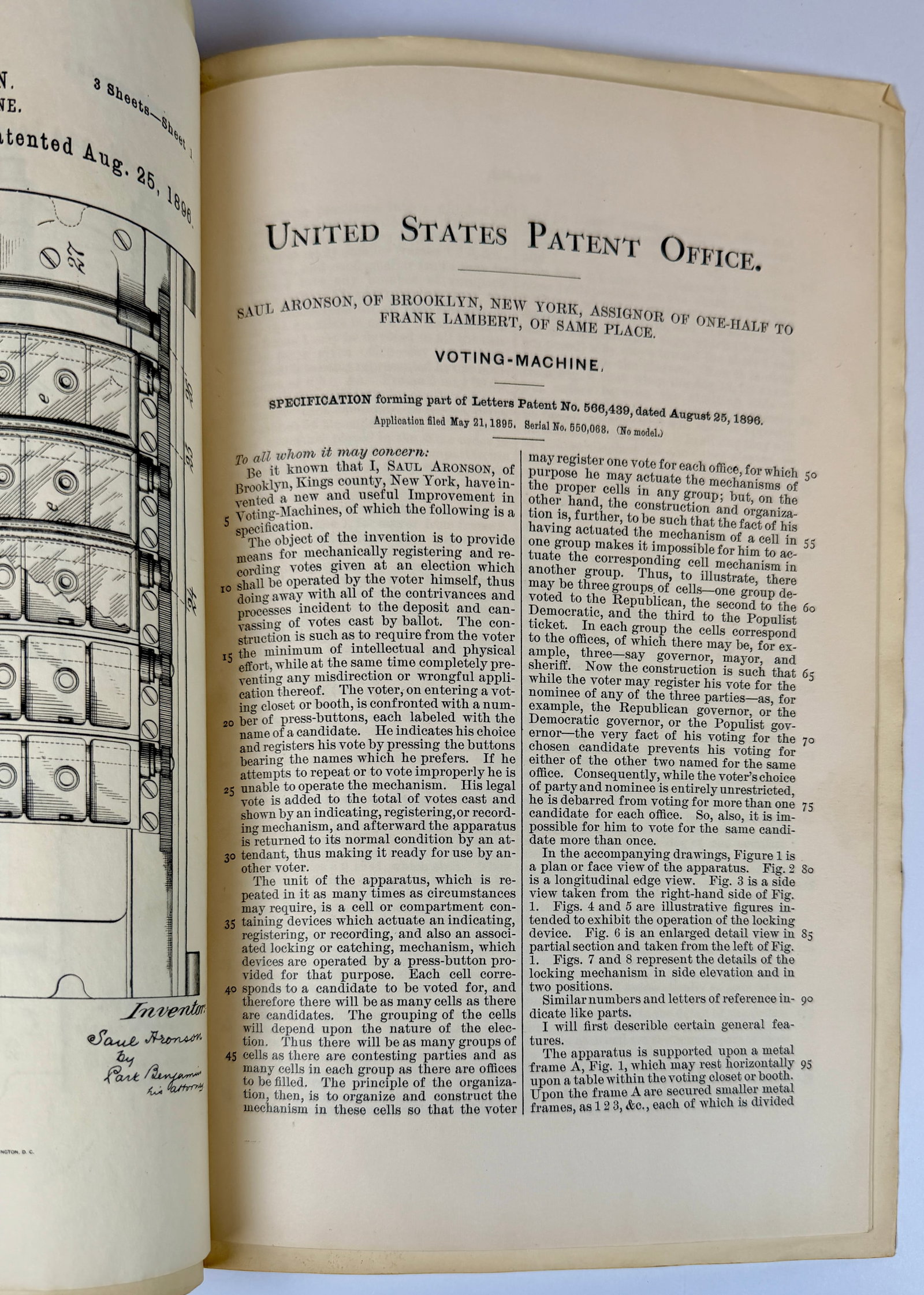 1896 VOTING MACHINE PATENT - 2