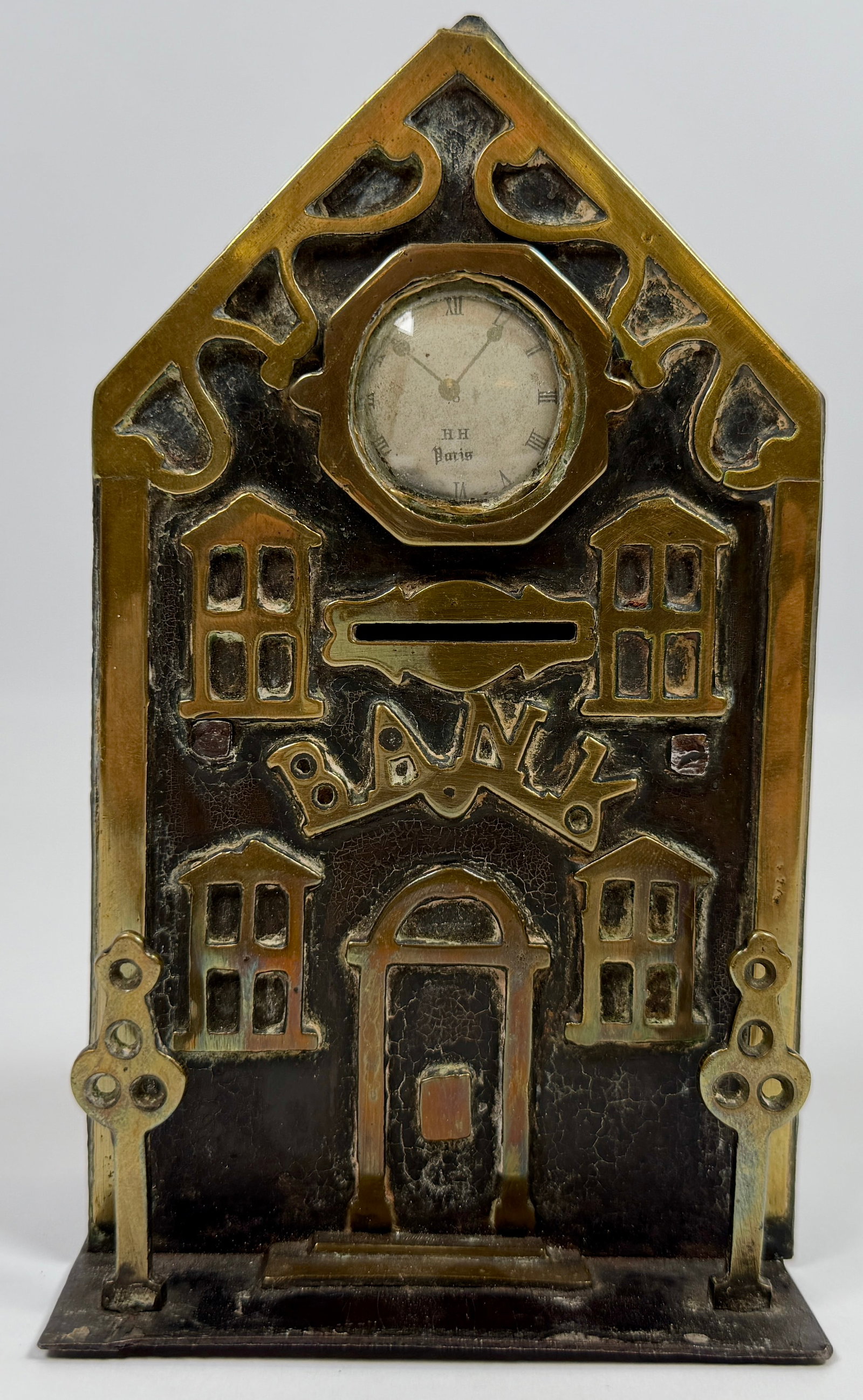 19TH C. HOUSE - CLOCK COIN BANK (1 of 5)