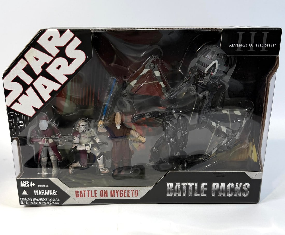 STAR WARS - HASBRO TOYS - BATTLE ON MYGEETO: 2007 HASBRO TOYS, BATTLE PACK. NIB. CARTON IS 14"X10"X3"