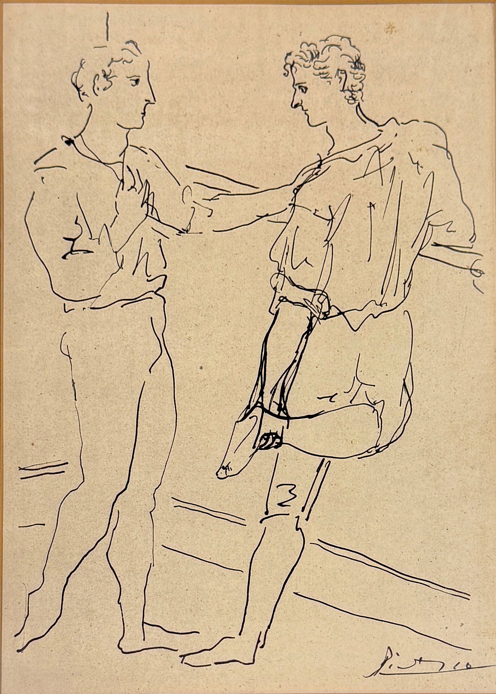 PABLO PICASSO - GRACE ET MOUVEMENT - REST: PABLO PICASSO (SPANISH, 1881-1973) PRINT FROM ETCHING, 1943. SIGNED IN THE PLATE. PURCHASED BY CONSIGNOR IN 1971. HAS NOT BEEN EXAMINED OUTSIDE OF FRAME. 13.25"X16.25" OVERALL, 7.25"X10" SITE. COPY OF
