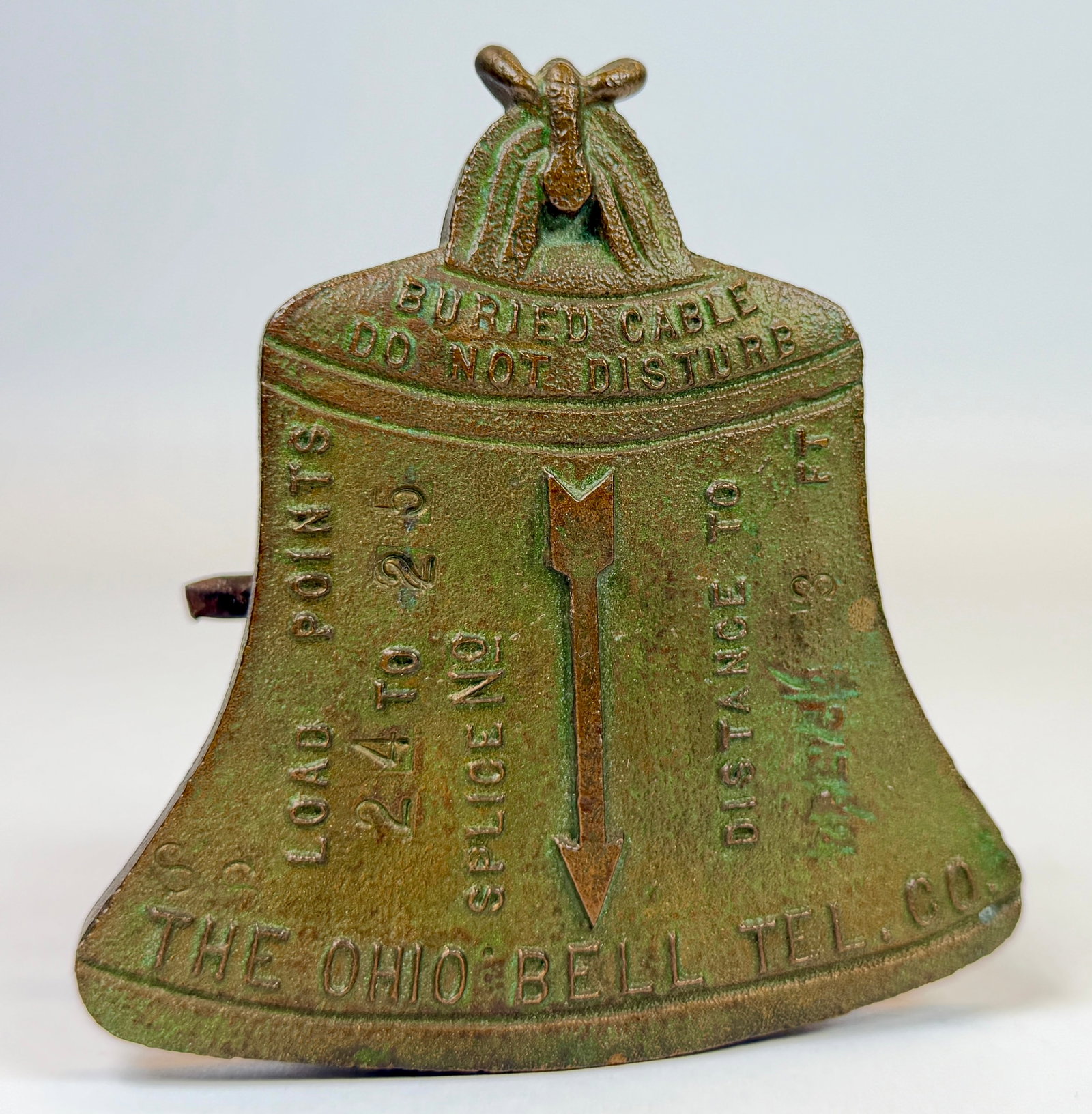 RARE - 1920'S THE OHIO BELL TELEPHONE CO. UTILITY MARKER: 4.25"H