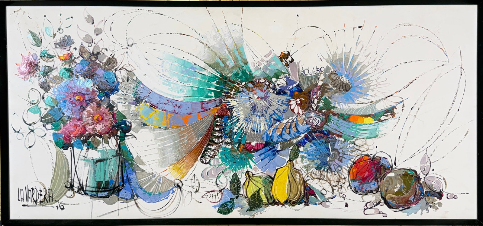 PINO LA VARDERA PAINTING - ABSTRACT FLORAL STILL LIFE (1 of 2)