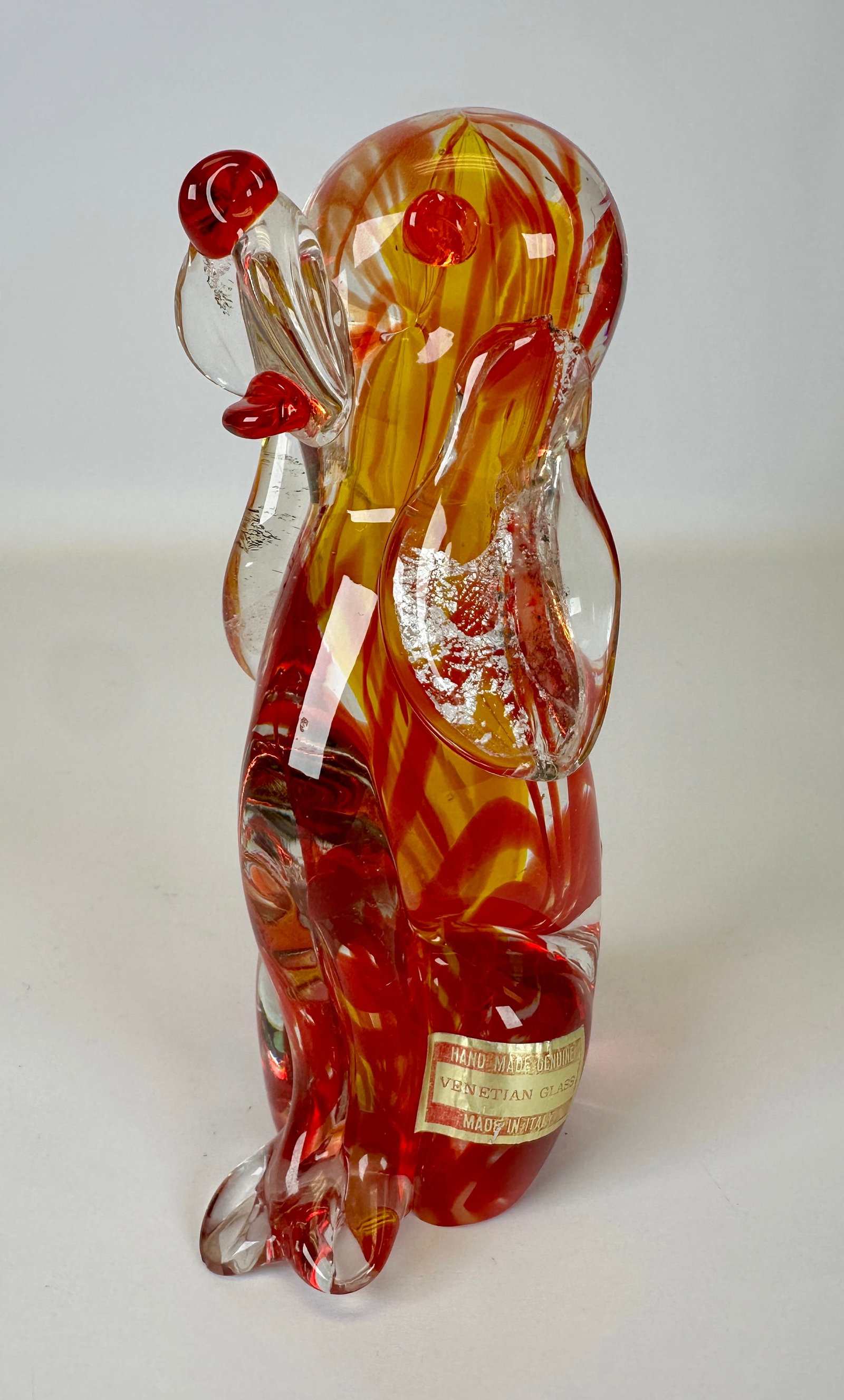 ARCHIMEDE SEGUSO MURANO ART GLASS CAT: LABELED. 6"H. REQUIRES THIRD PARTY SHIPPING.