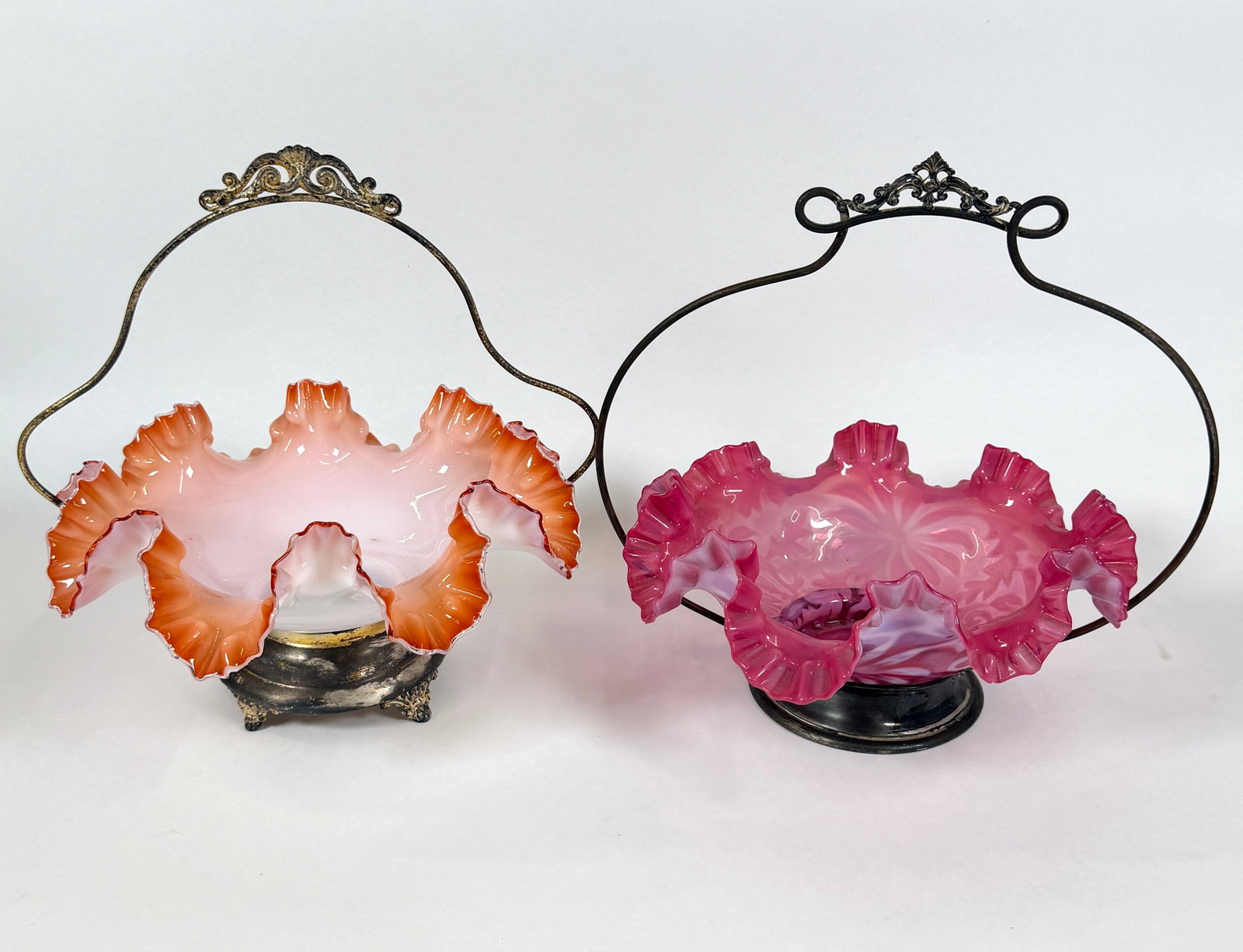 PAIR - VICTORIAN BRIDE'S BASKETS (1 of 3)