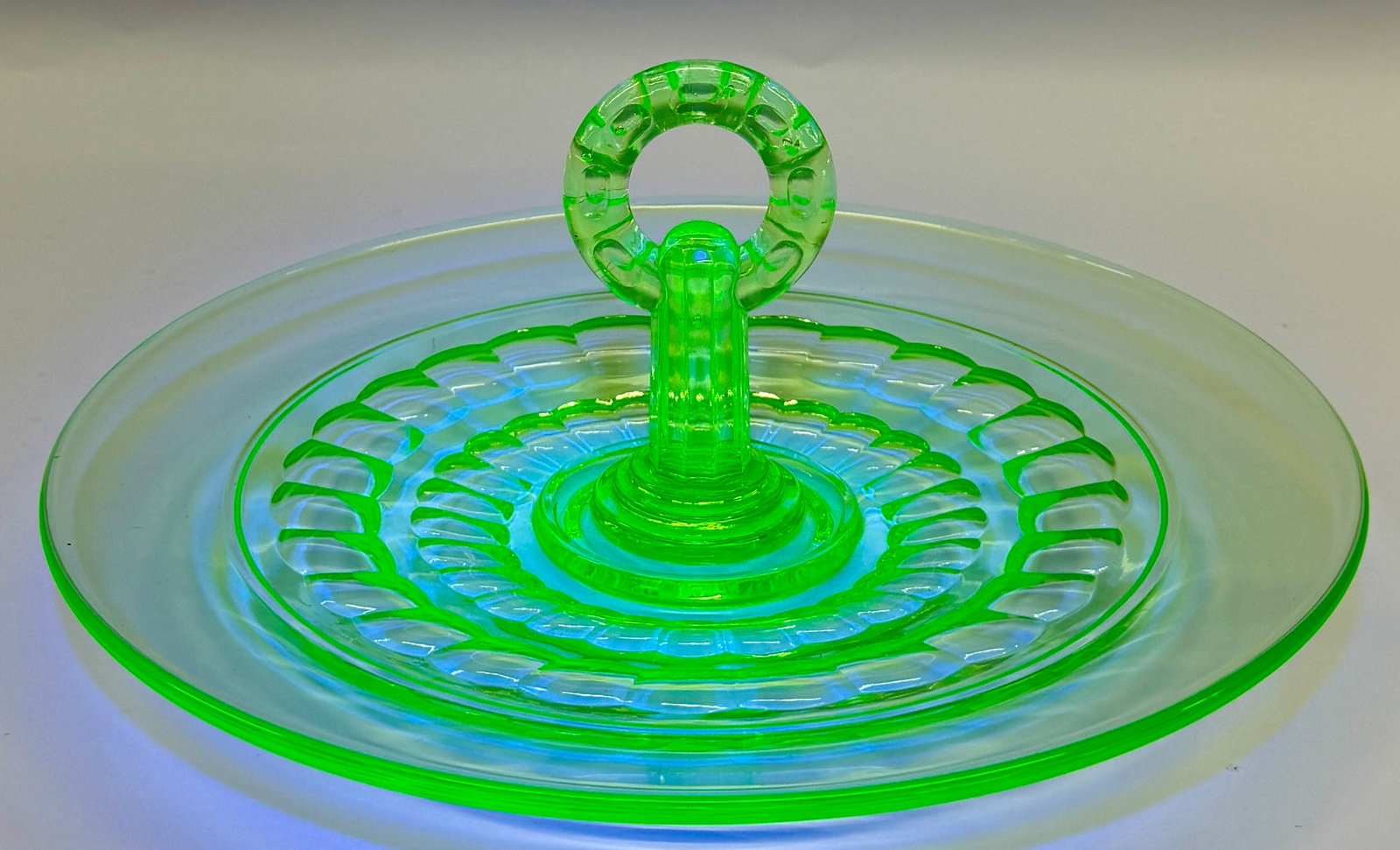 URANIUM GLASS SERVING TRAY - 3