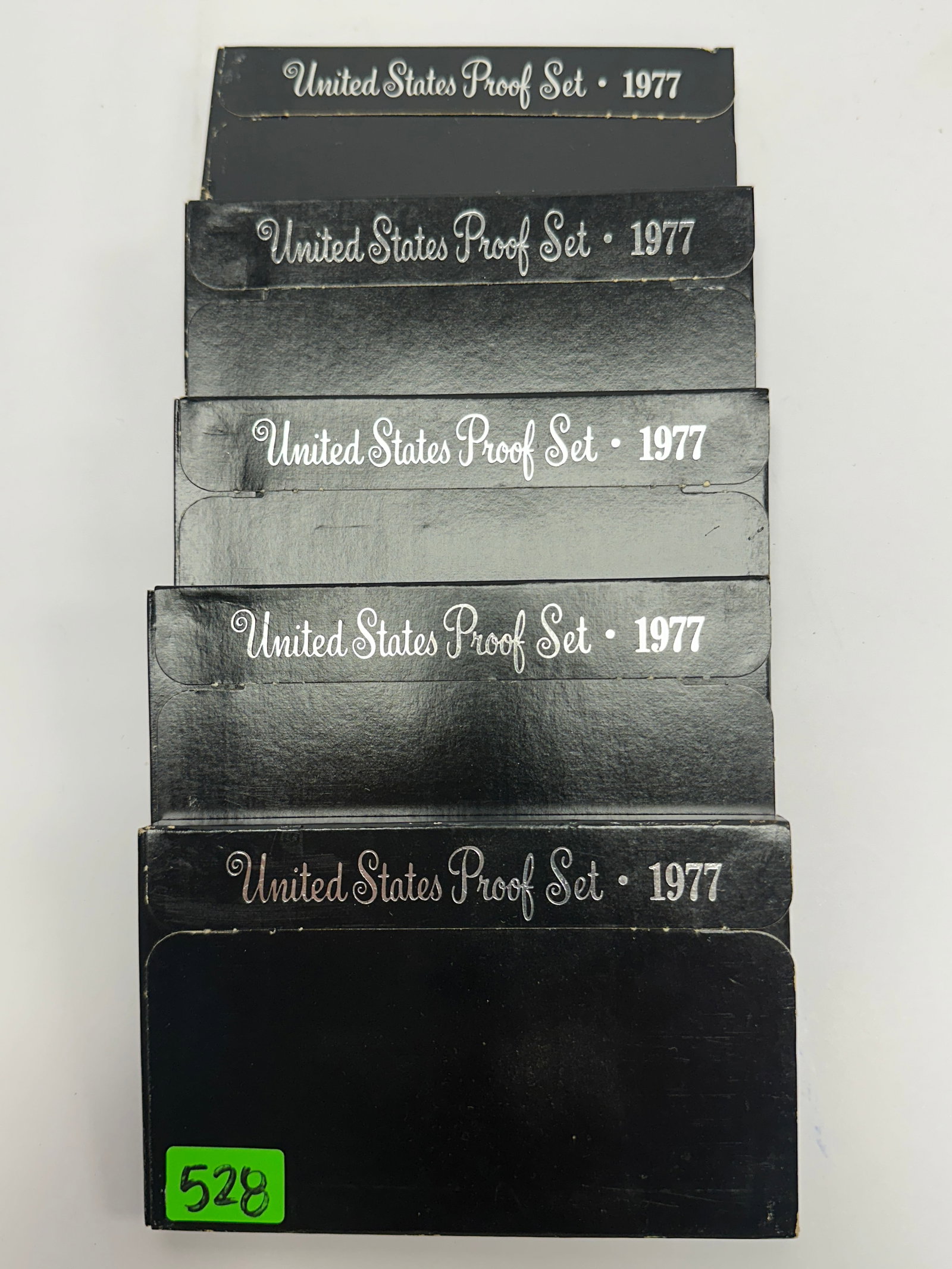 1977 U.S. PROOF COIN SETS: LOT OF 5, OGP
