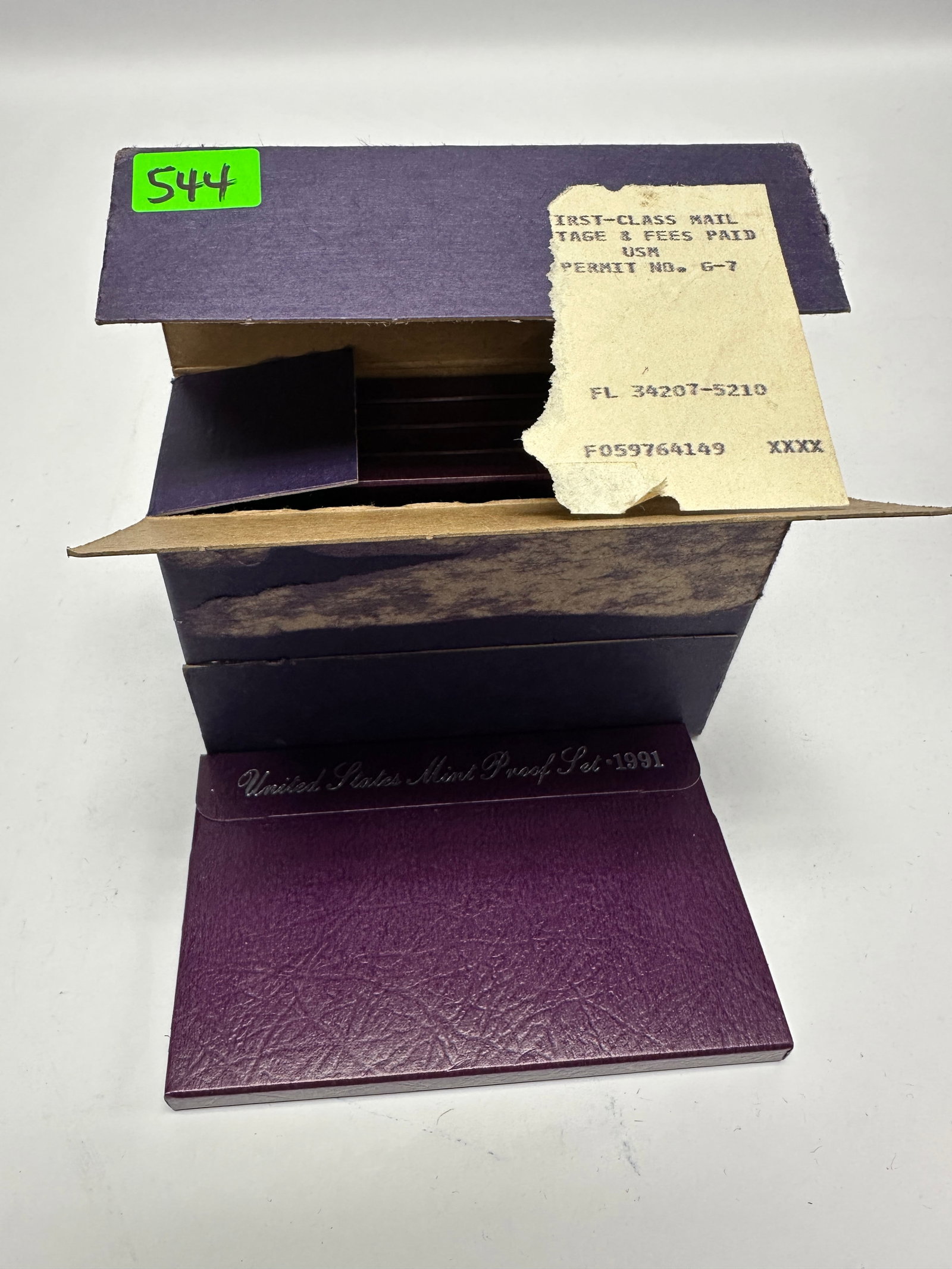 1991 U.S. PROOF COIN SETS: LOT OF 5, OGP PLUS ORIGINAL OUTER CARTON.