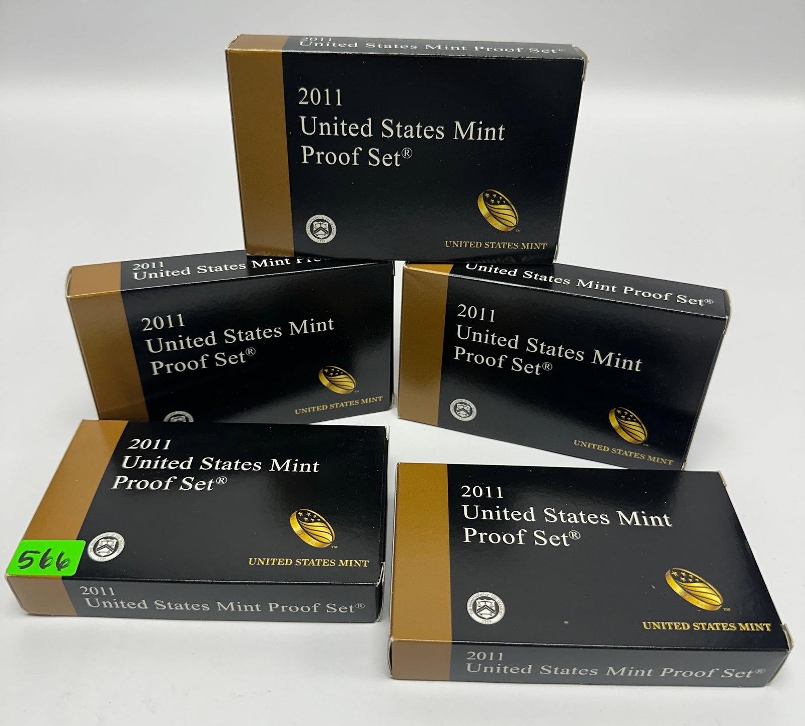 2011 U.S. PROOF COIN SETS: LOT OF 5, OGP