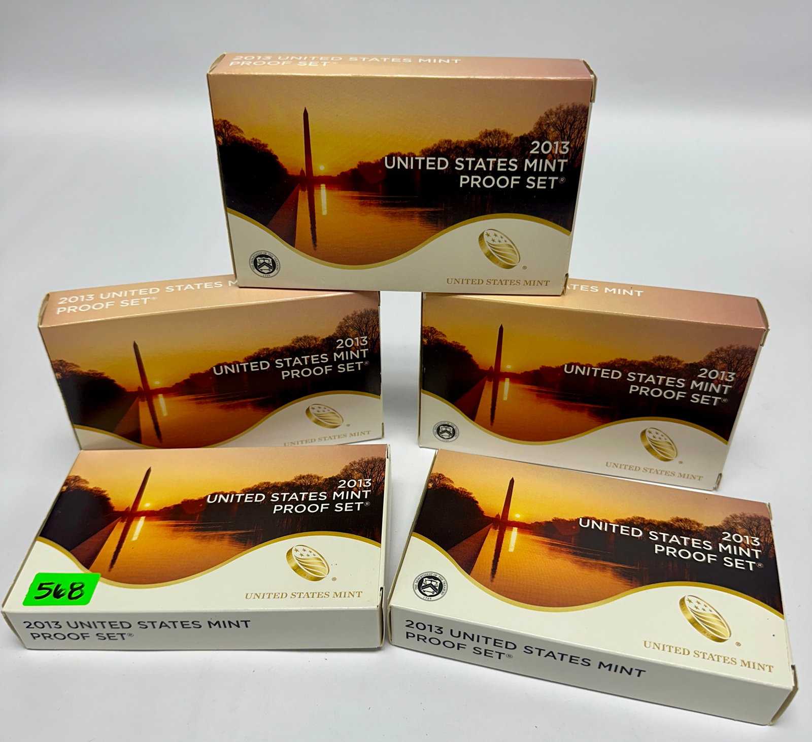 2013 U.S. PROOF COIN SETS: LOT OF 5, OGP